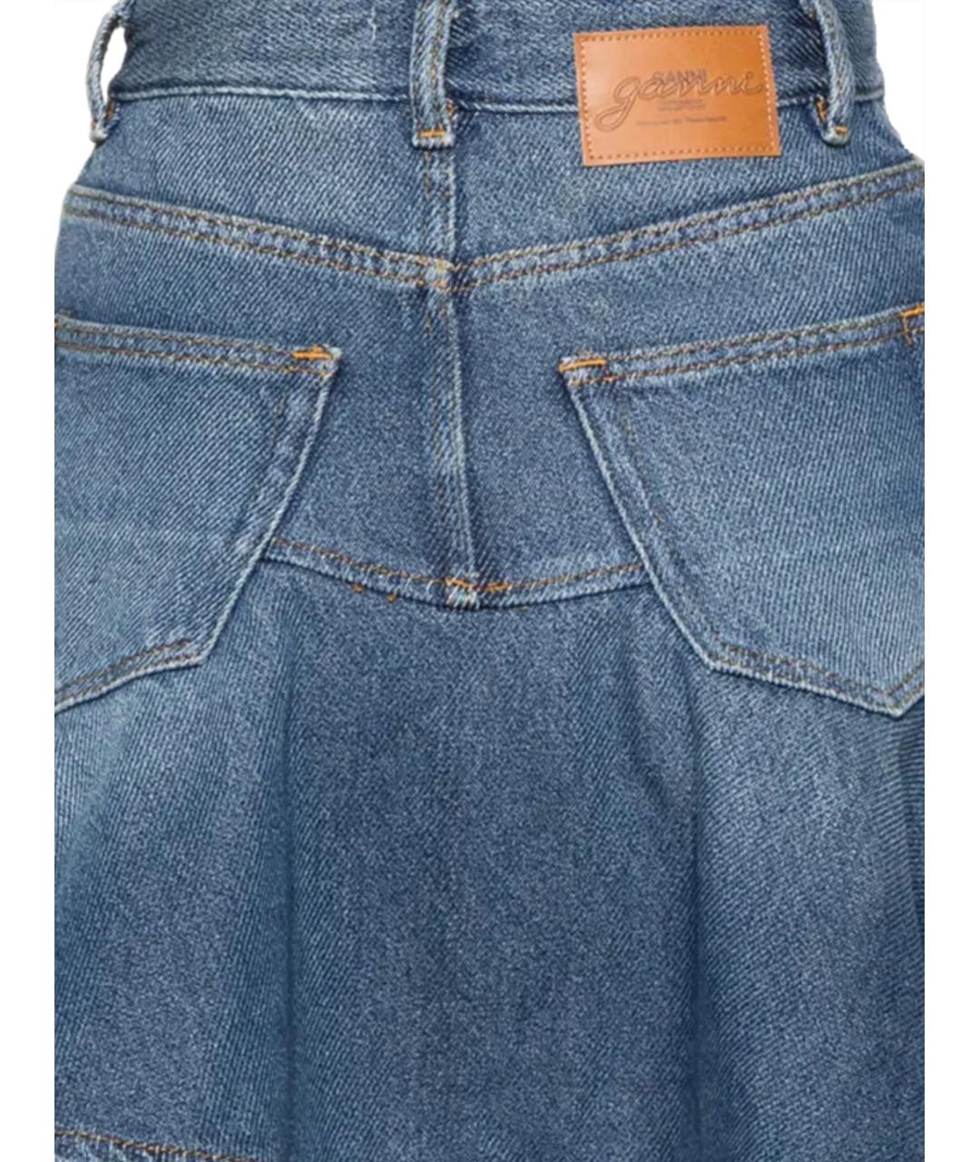 GANNI Синяя хлопковая юбка миди, фото 3