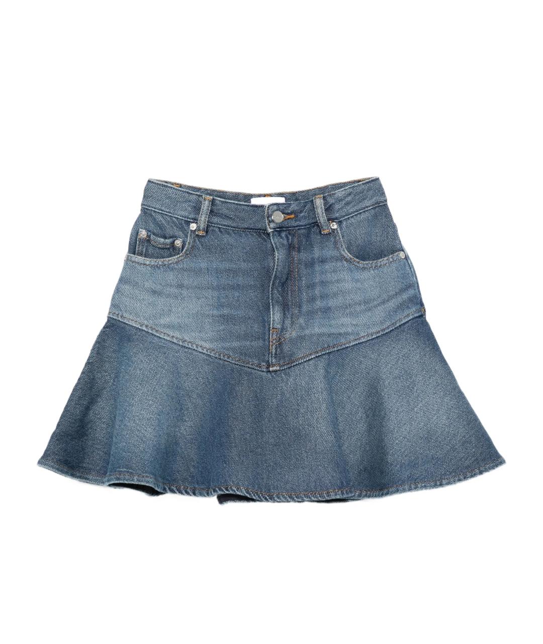 GANNI Синяя хлопковая юбка миди, фото 1