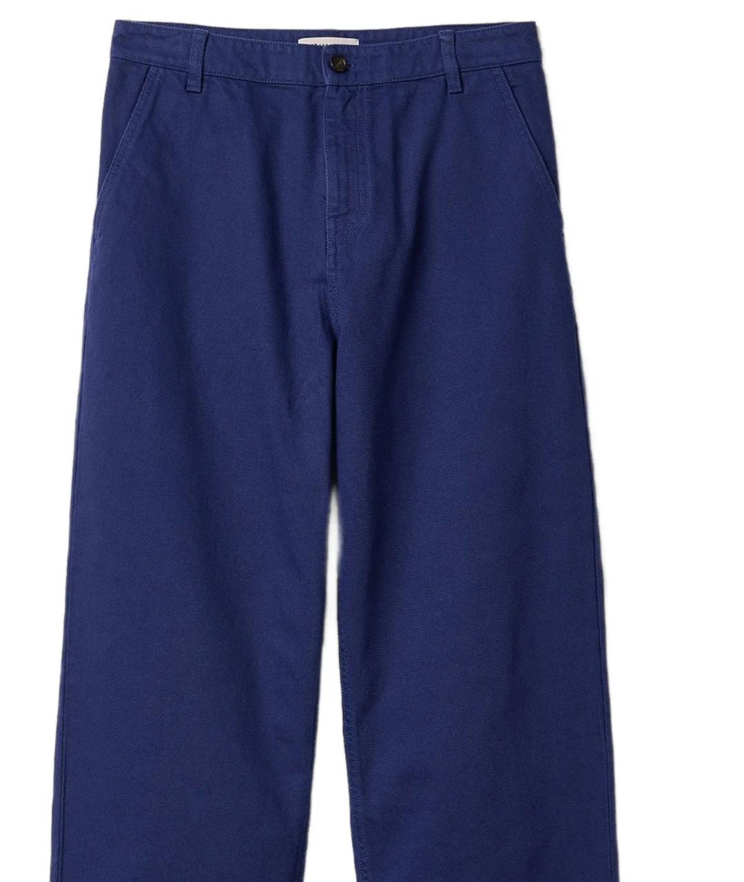 MIU MIU Синие хлопковые прямые брюки, фото 2