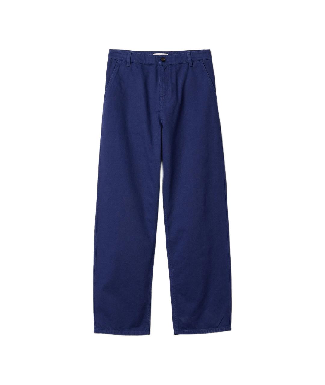 MIU MIU Синие хлопковые прямые брюки, фото 1