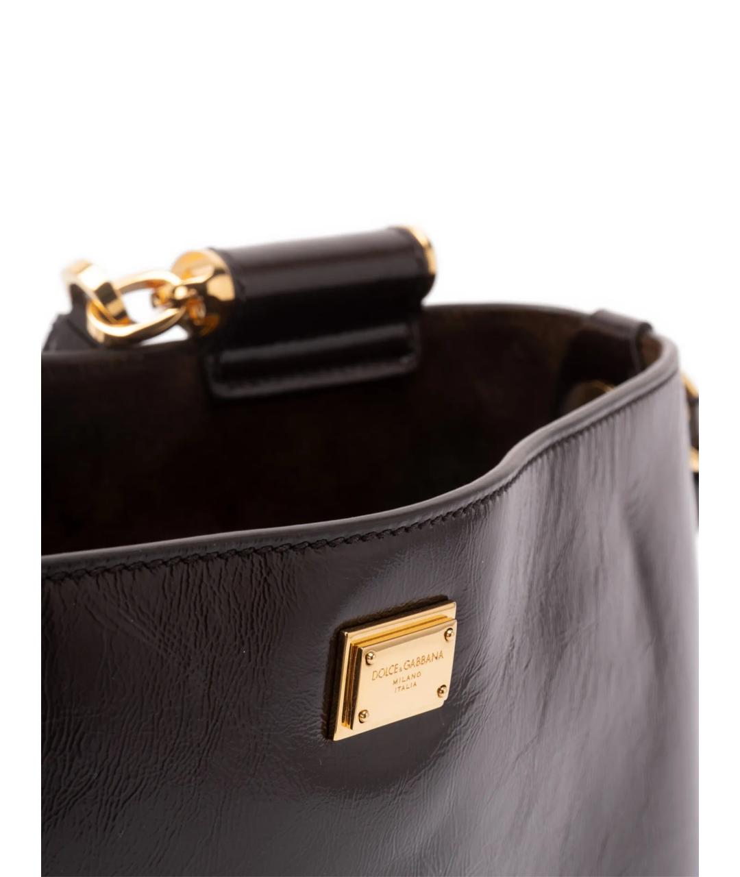 DOLCE&GABBANA Коричневая кожаная сумка тоут, фото 5