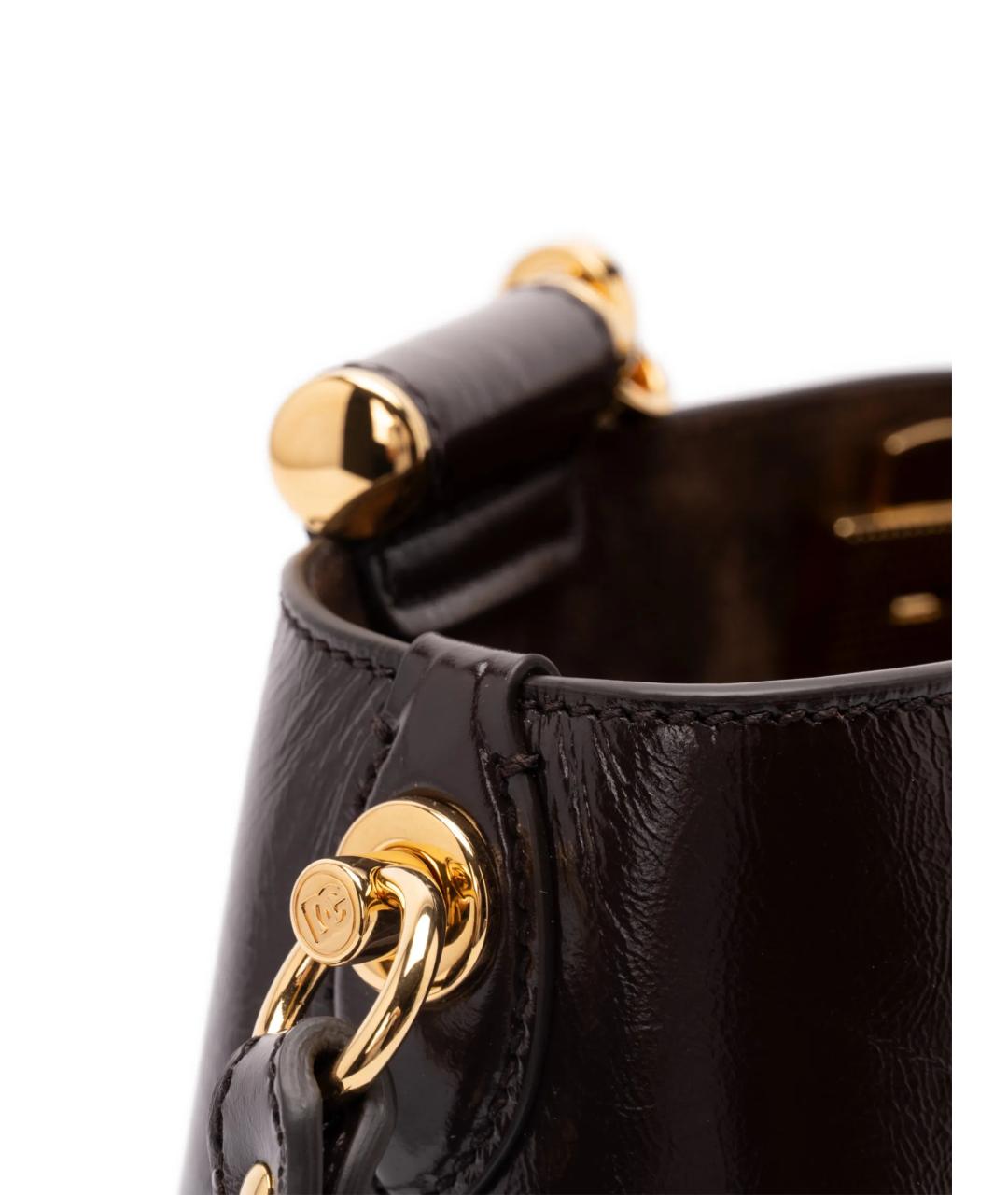 DOLCE&GABBANA Коричневая кожаная сумка тоут, фото 4