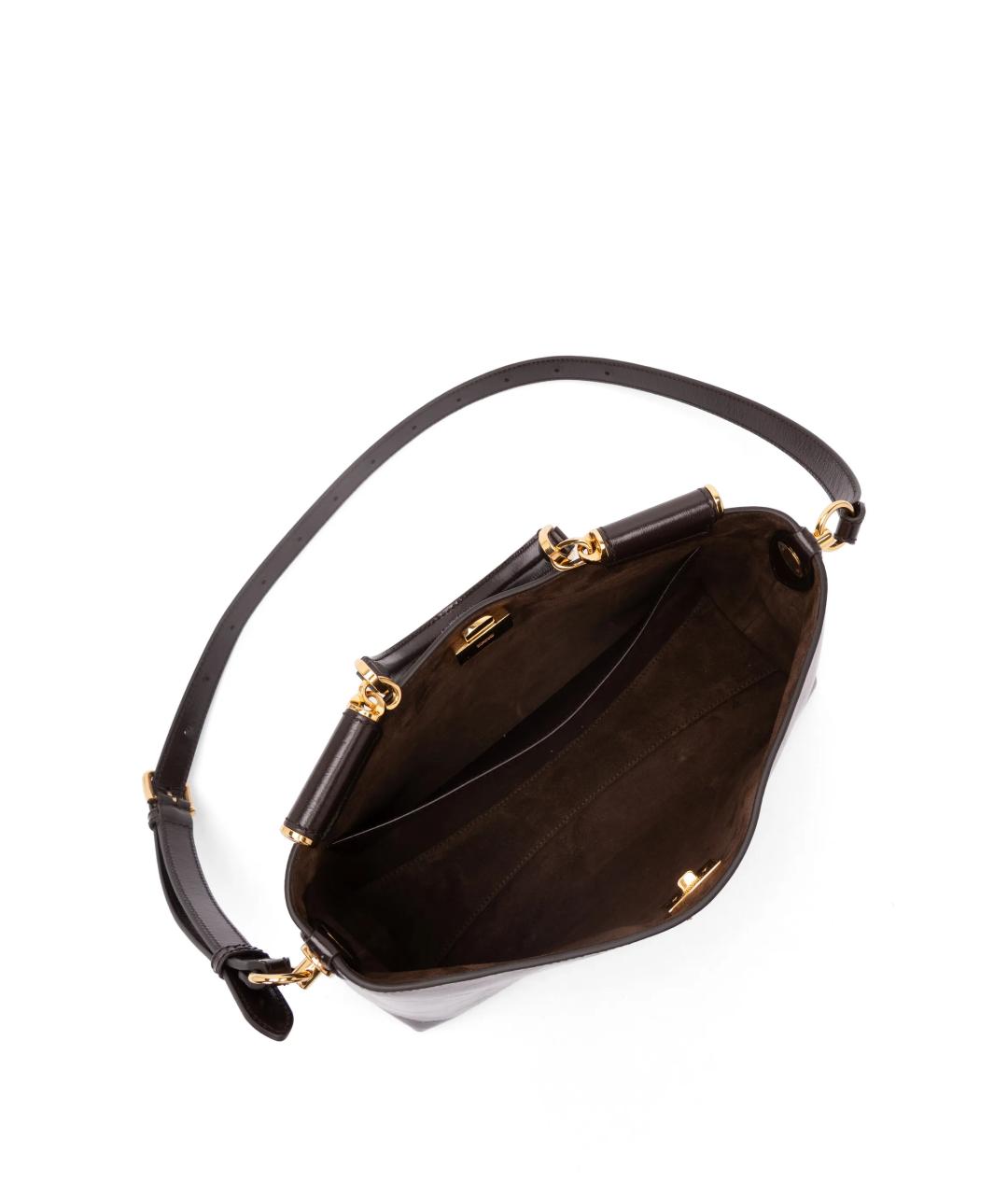 DOLCE&GABBANA Коричневая кожаная сумка тоут, фото 3