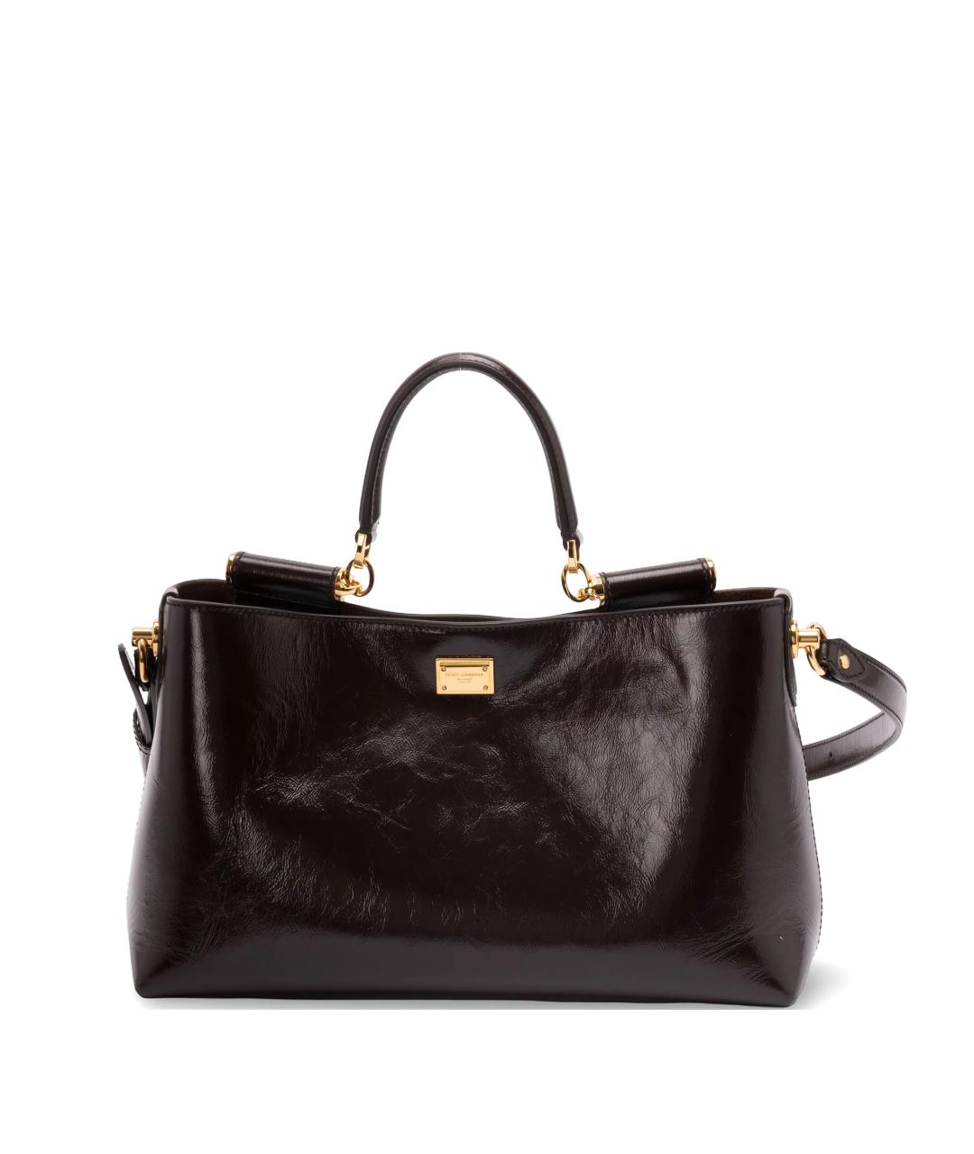 DOLCE&GABBANA Коричневая кожаная сумка тоут, фото 1