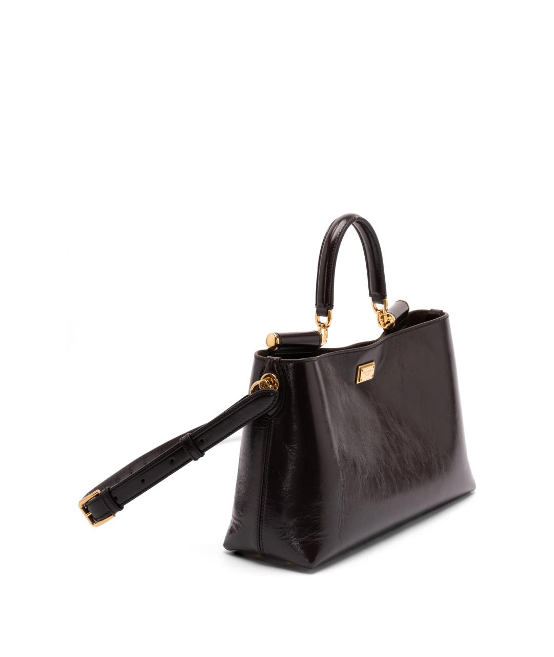 DOLCE&GABBANA Коричневая кожаная сумка тоут, фото 2