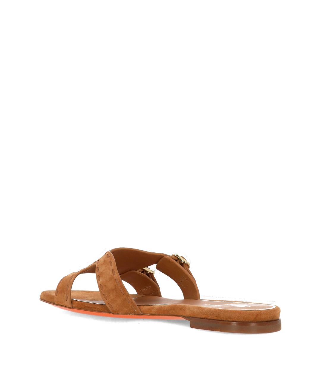 SANTONI Коричневые кожаные шлепанцы, фото 3