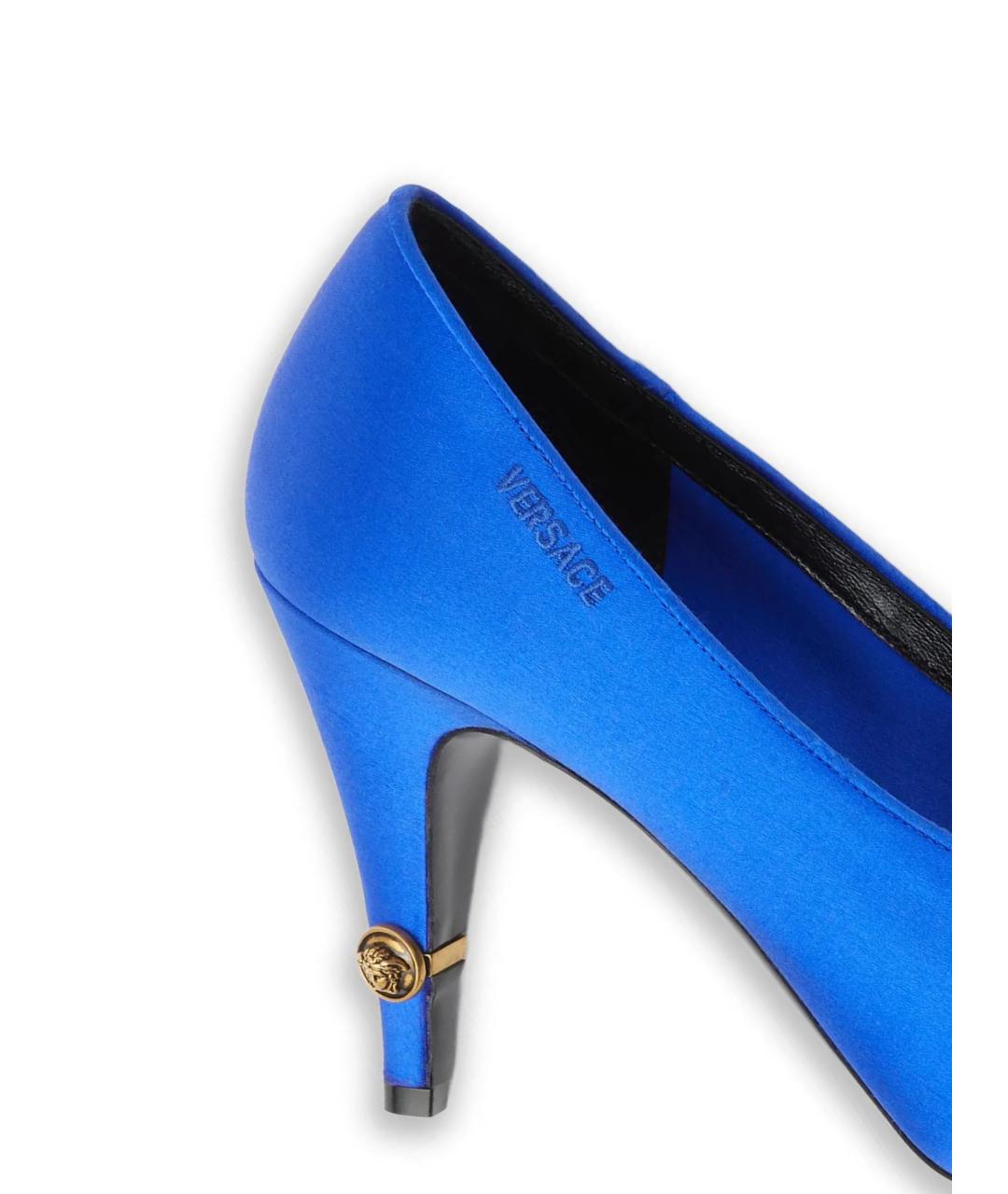VERSACE Синие текстильные туфли, фото 4