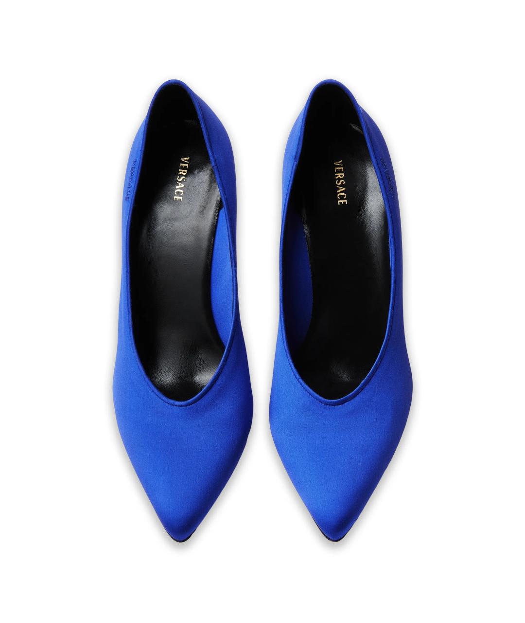 VERSACE Синие текстильные туфли, фото 3