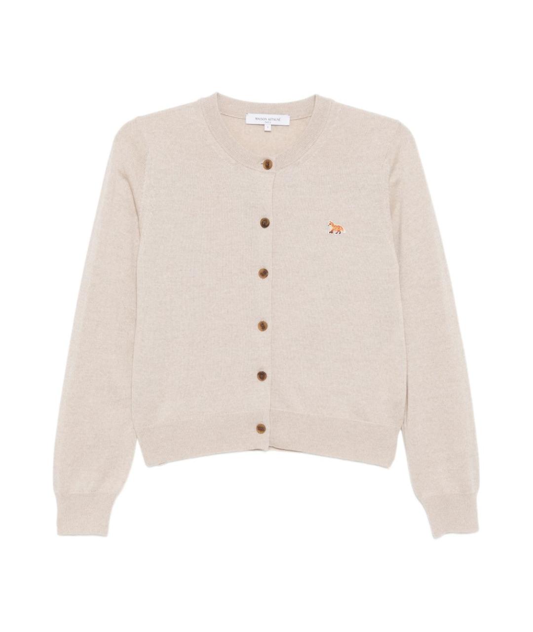 MAISON KITSUNE Бежевый шерстяной кардиган, фото 1