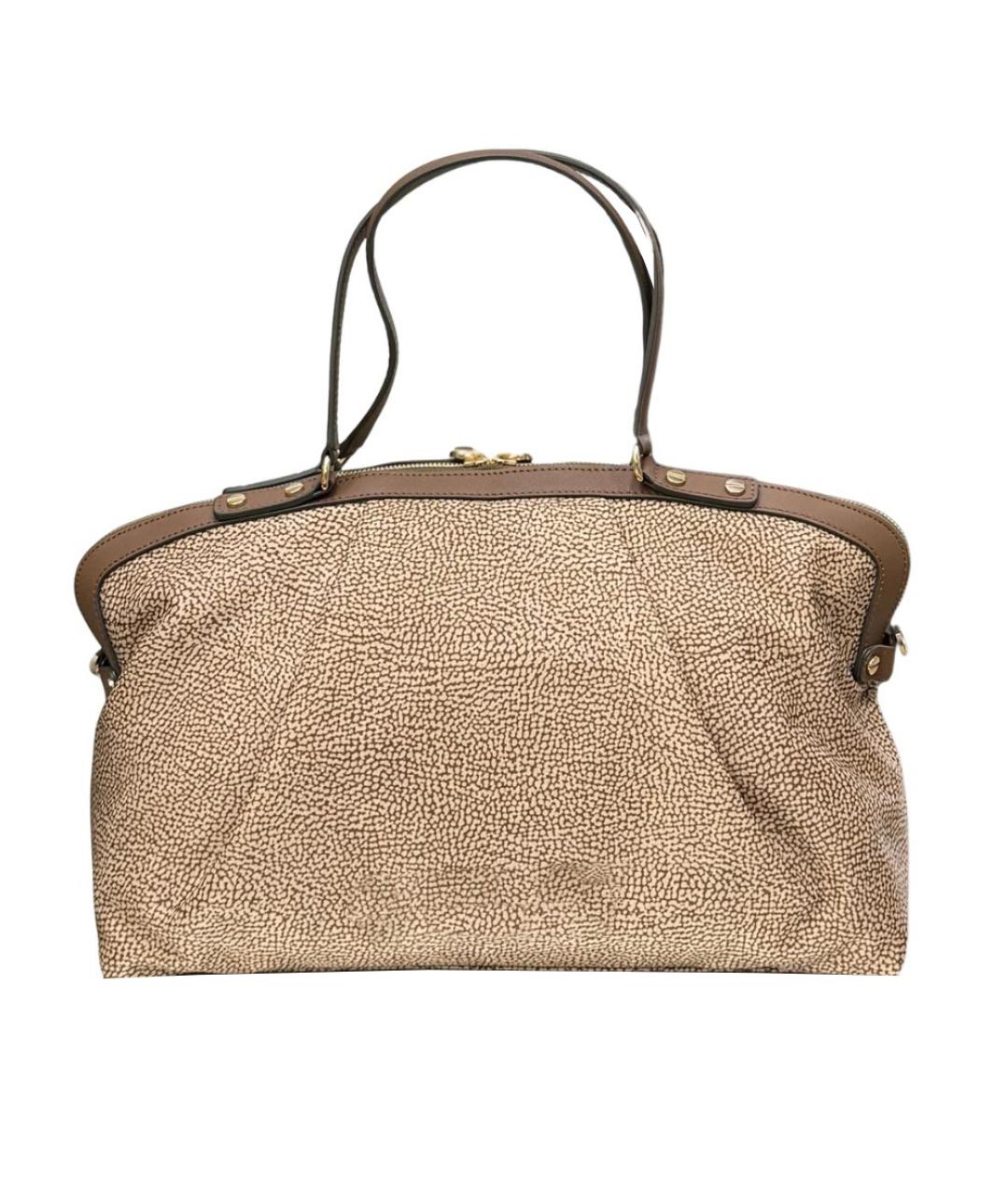 BORBONESE Бежевая сумка тоут из искусственной кожи, фото 3