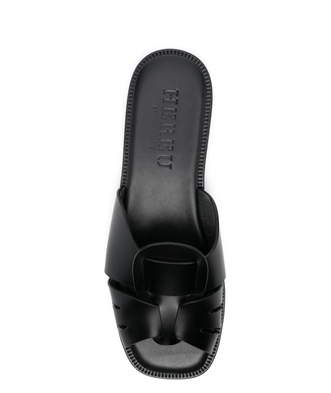 HEREU Черные кожаные шлепанцы, фото 4