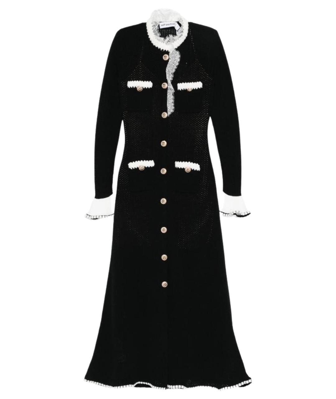 SELF-PORTRAIT Черное льняное повседневное платье, фото 1