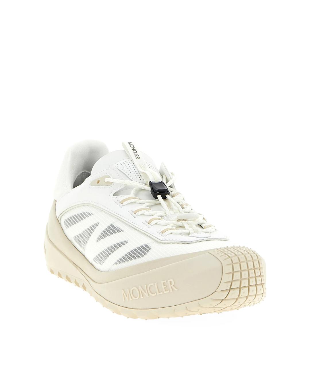 MONCLER Белые текстильные низкие кроссовки / кеды, фото 2