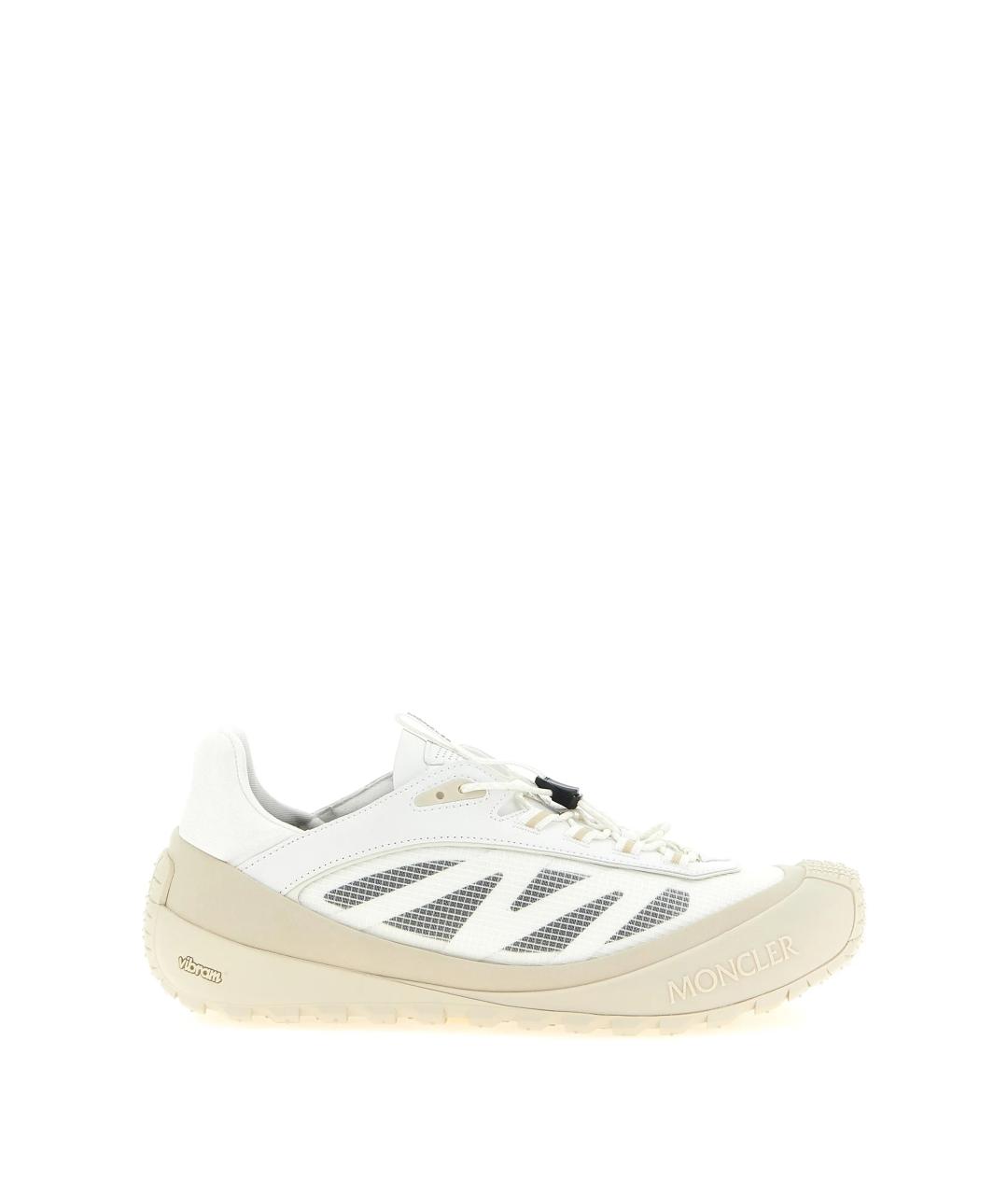 MONCLER Белые текстильные низкие кроссовки / кеды, фото 1