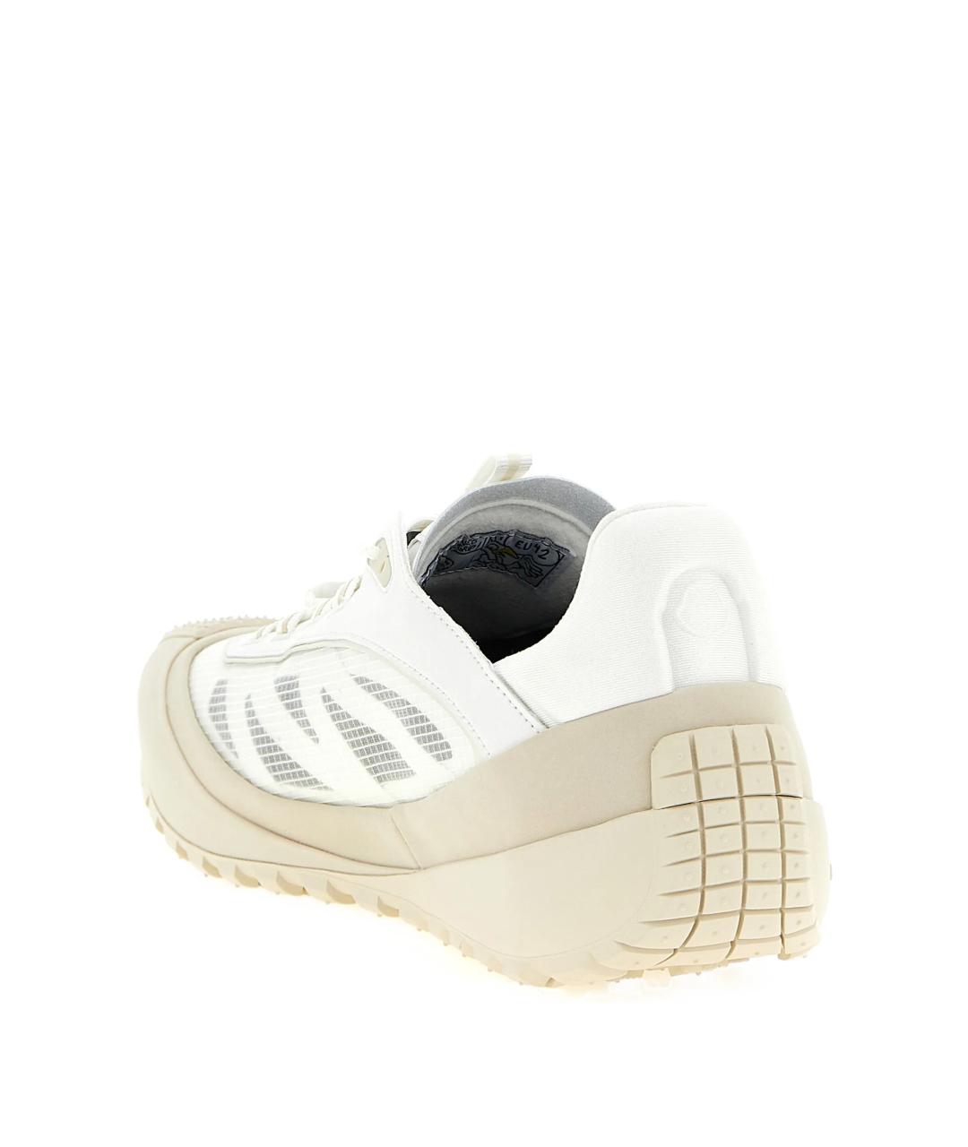 MONCLER Белые текстильные низкие кроссовки / кеды, фото 3