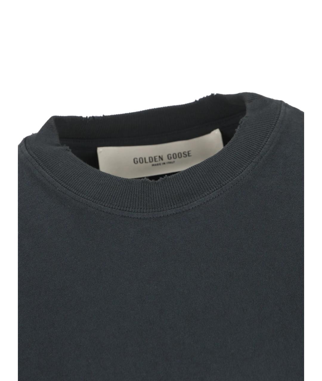 GOLDEN GOOSE DELUXE BRAND Черная хлопковая футболка, фото 2
