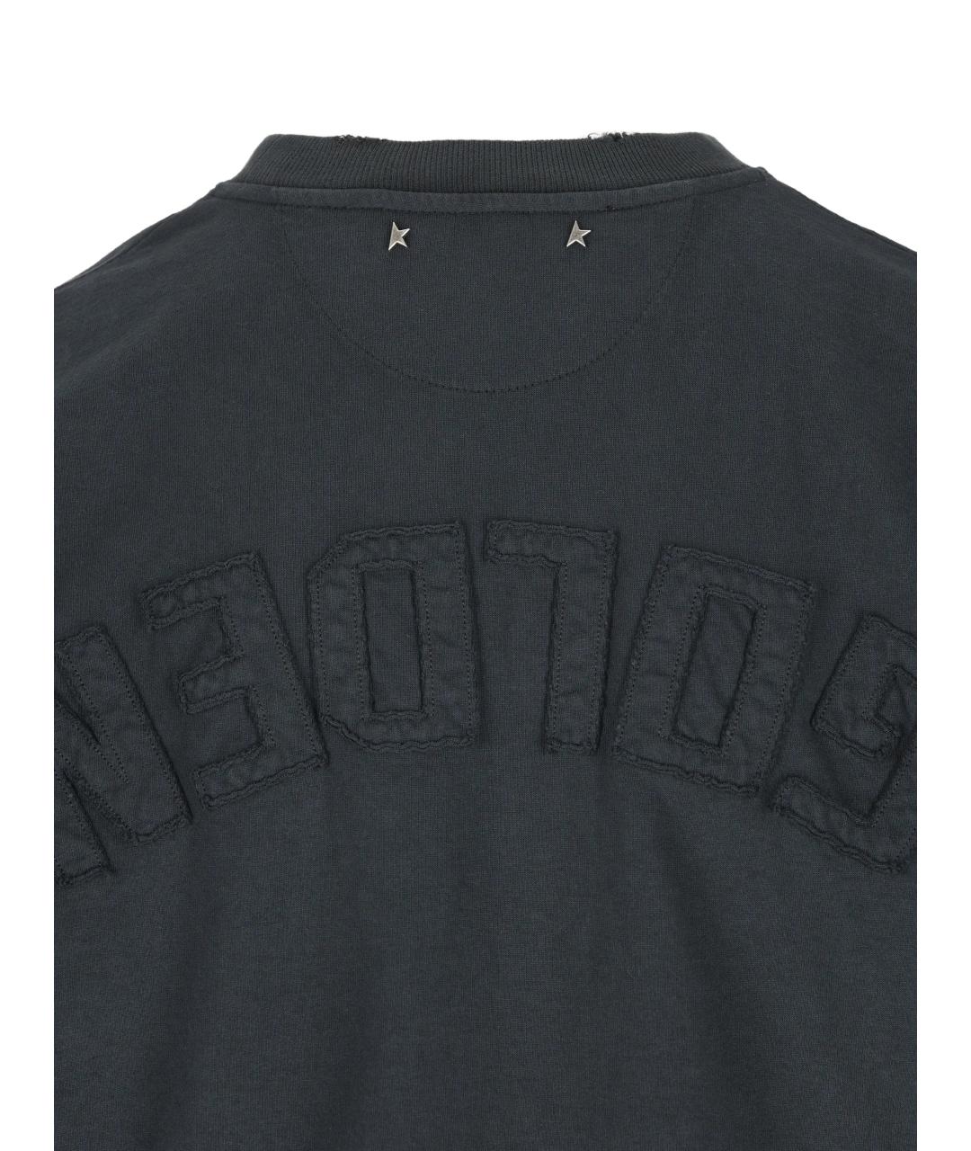 GOLDEN GOOSE DELUXE BRAND Черная хлопковая футболка, фото 4