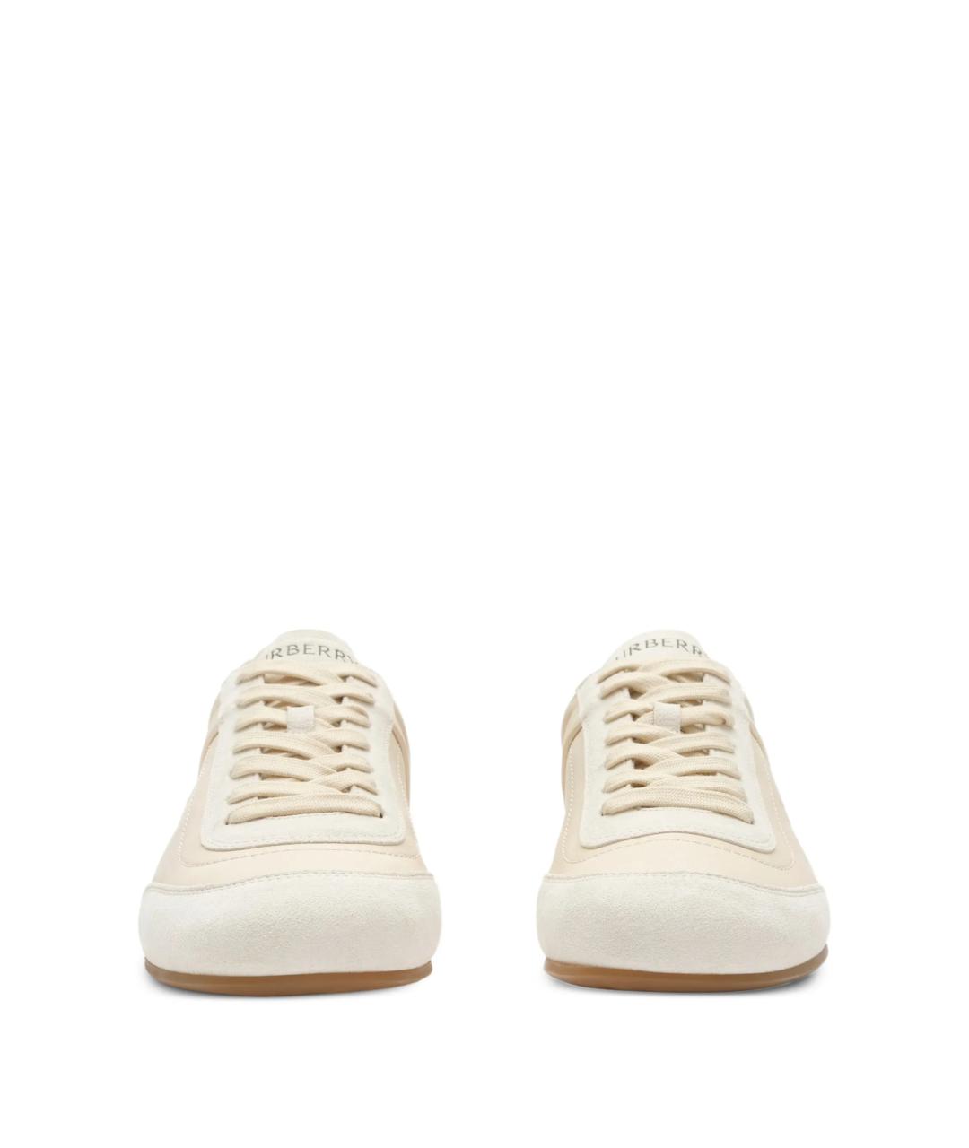 BURBERRY Бежевые кожаные кроссовки, фото 2