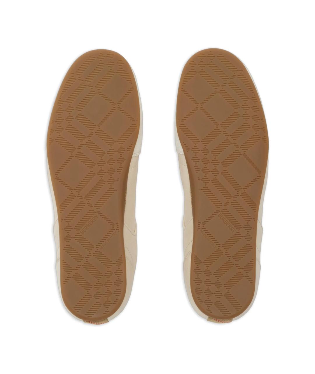 BURBERRY Бежевые кожаные кроссовки, фото 5