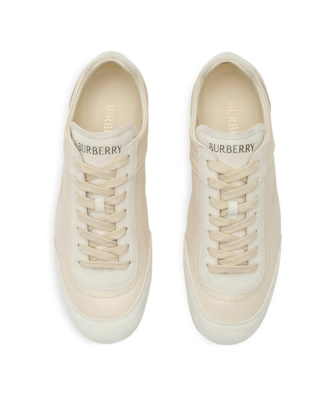 BURBERRY Бежевые кожаные кроссовки, фото 4