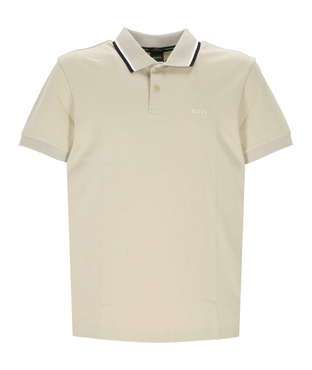 HUGO BOSS Бежевое хлопковое поло с коротким рукавом, фото 1