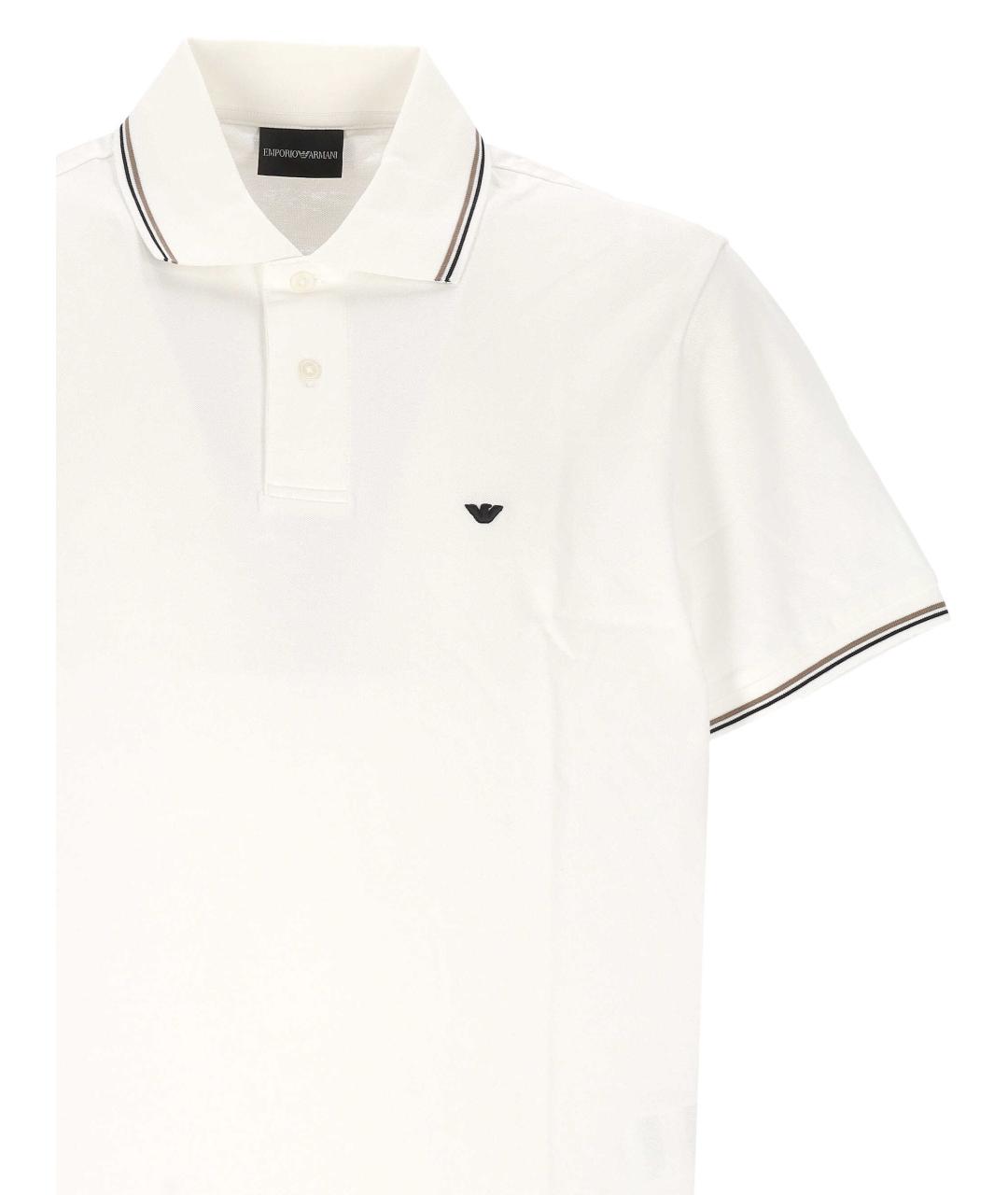 EMPORIO ARMANI Белое хлопковое поло с коротким рукавом, фото 2