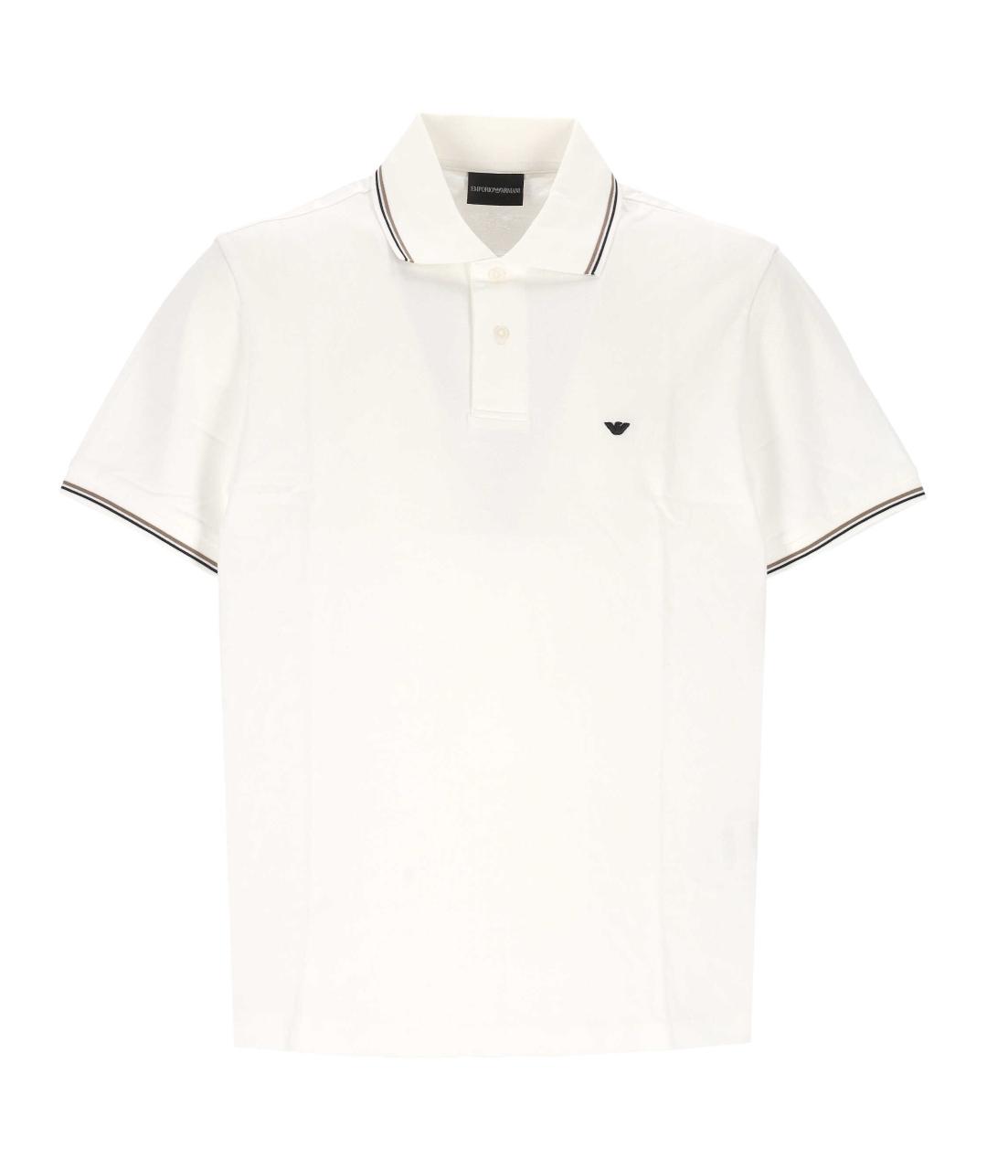 EMPORIO ARMANI Белое хлопковое поло с коротким рукавом, фото 1