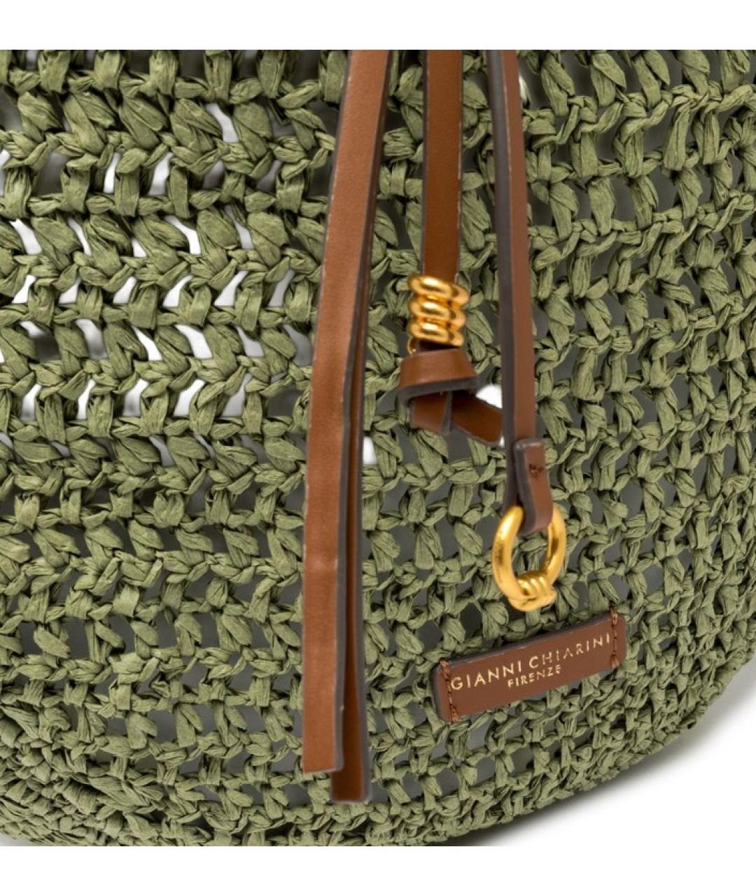 Gianni Chiarini Зеленая пелетеная сумка с короткими ручками, фото 5