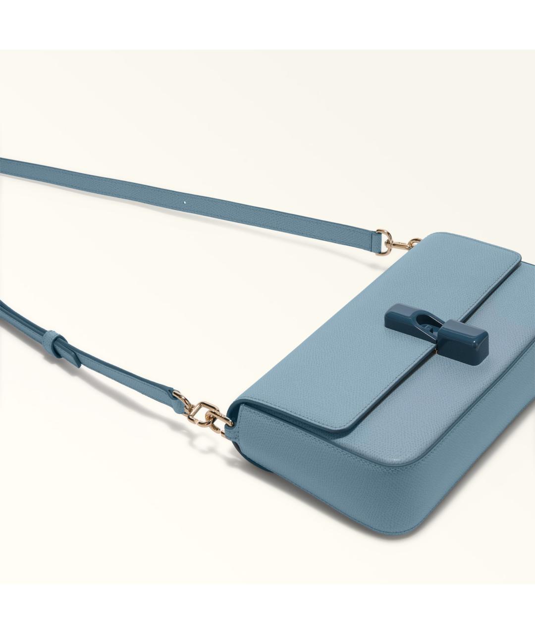 FURLA Голубая кожаная сумка через плечо, фото 4