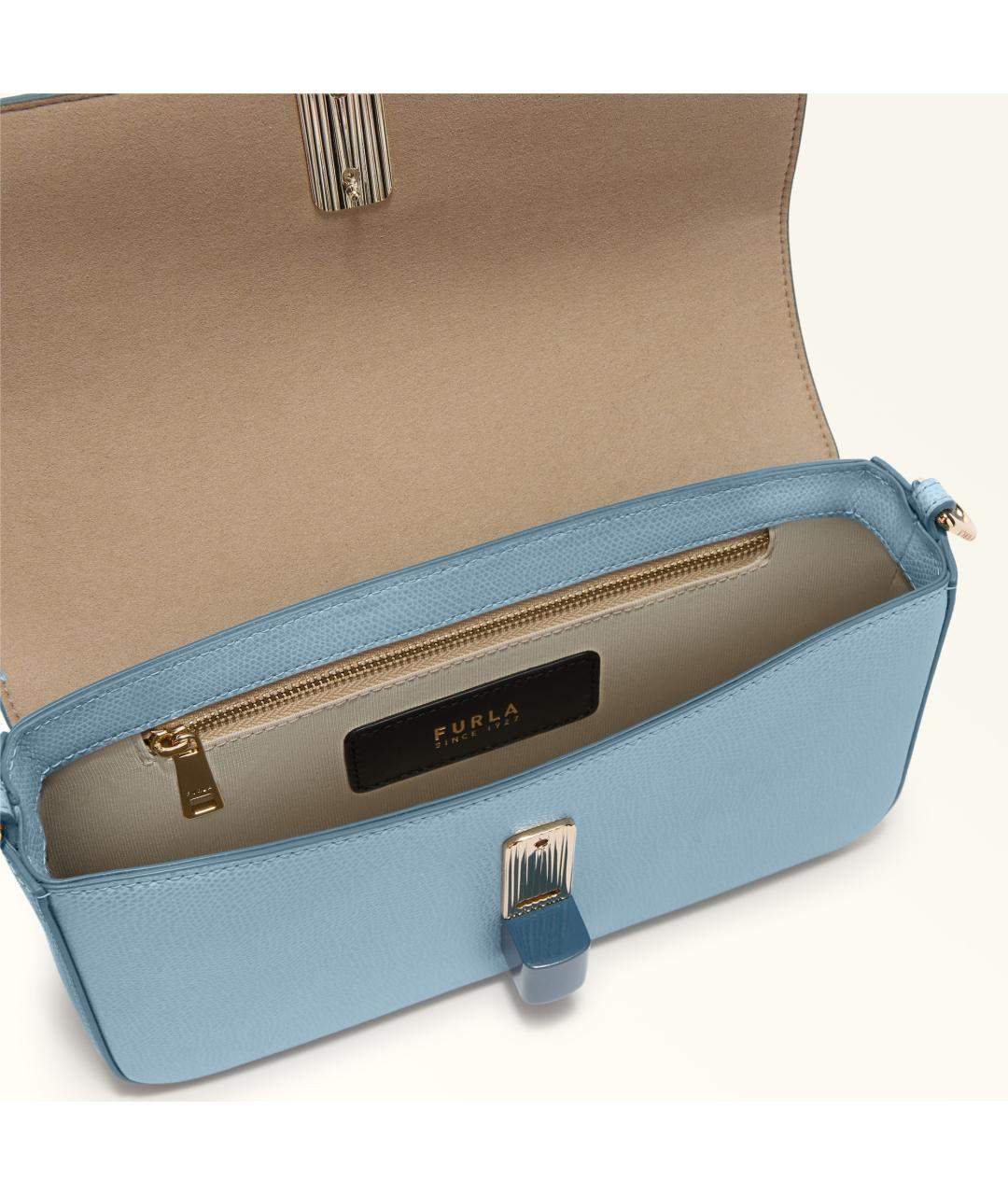 FURLA Голубая кожаная сумка через плечо, фото 5