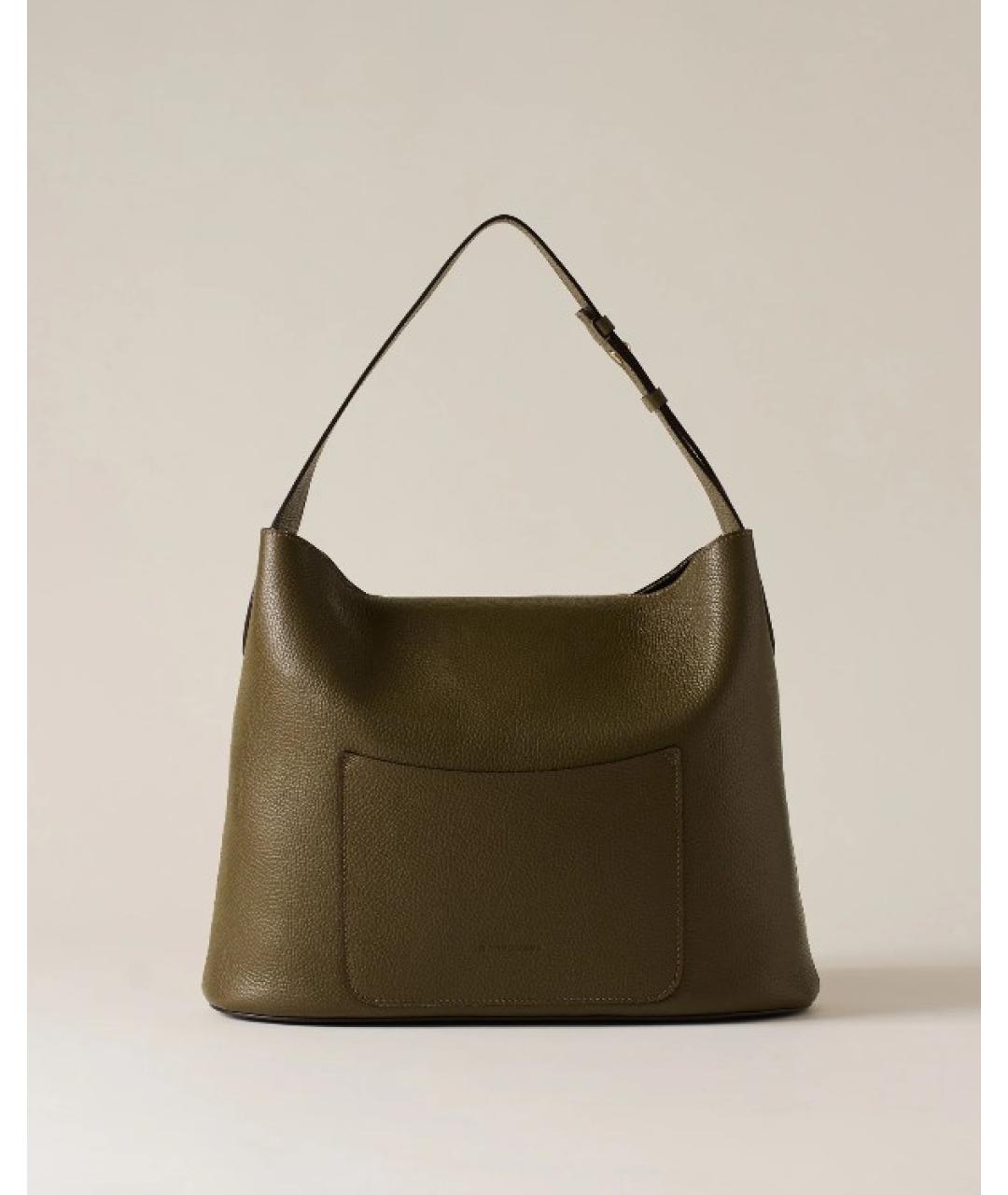 BORBONESE Хаки кожаная сумка тоут, фото 3