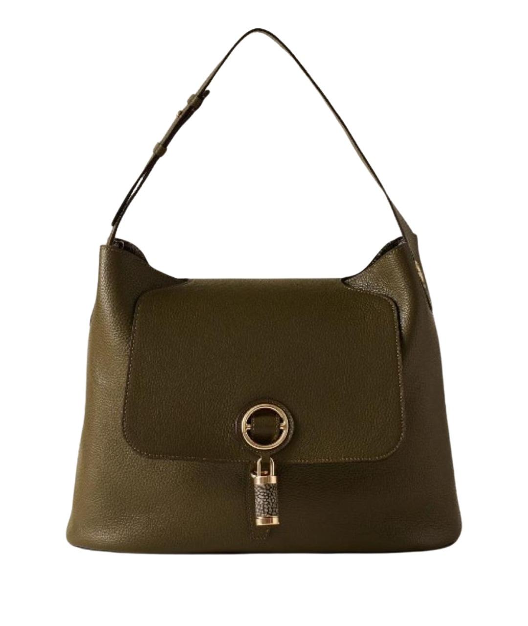 BORBONESE Хаки кожаная сумка тоут, фото 1