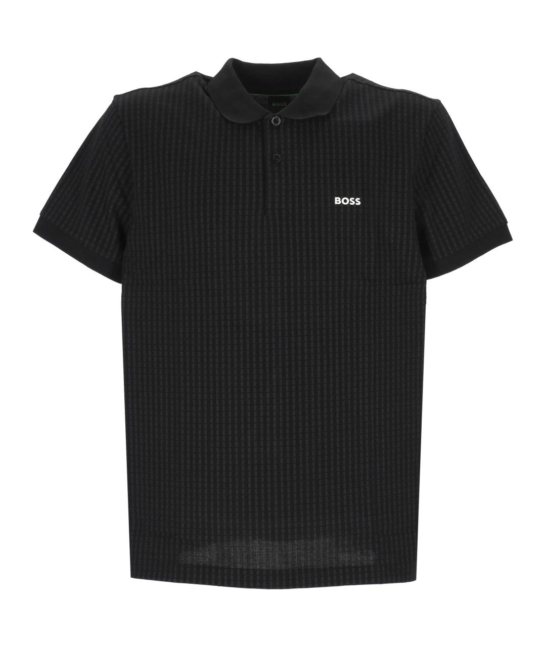 HUGO BOSS Черное хлопковое поло с коротким рукавом, фото 1