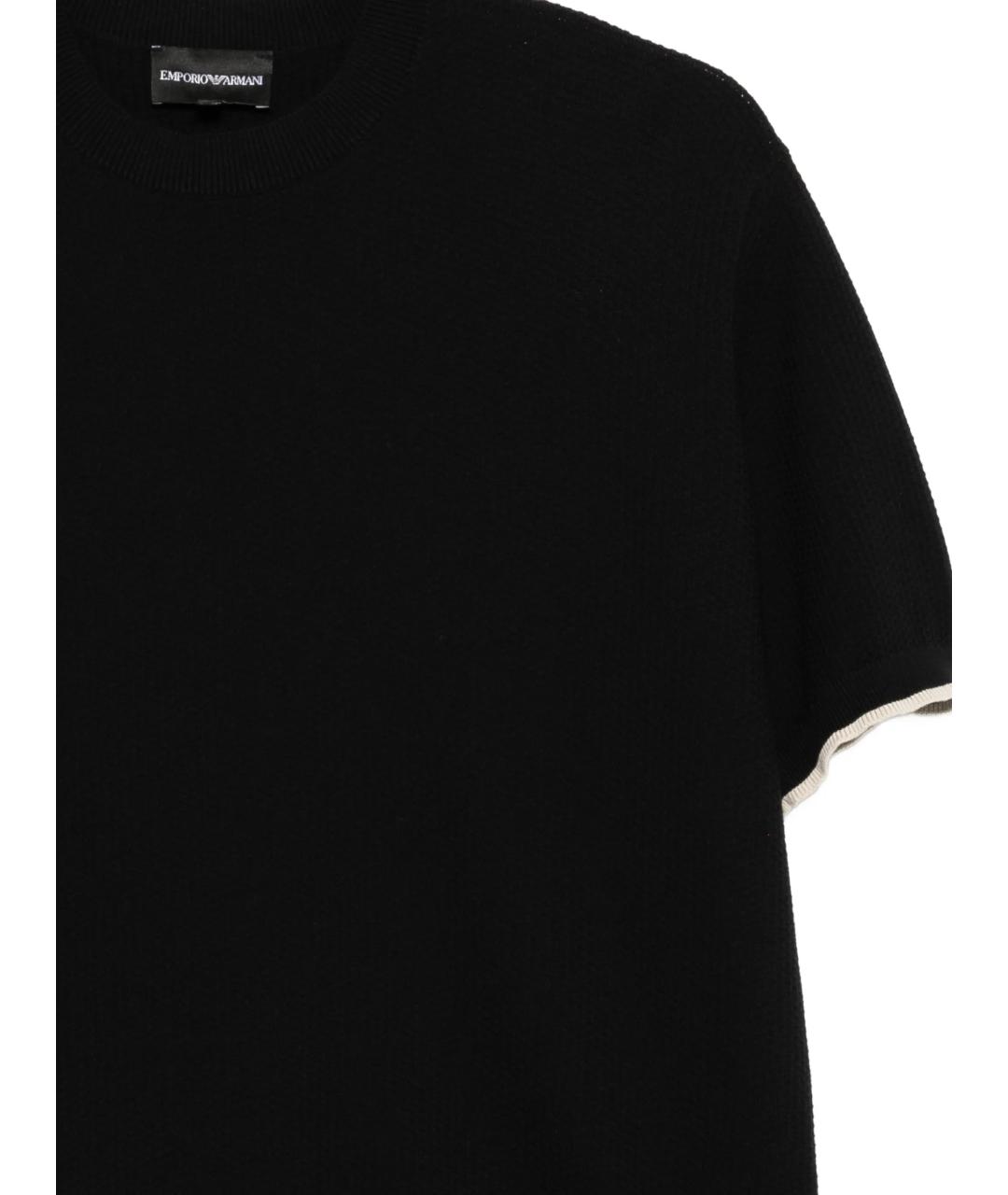 EMPORIO ARMANI Черная хлопковая футболка, фото 2