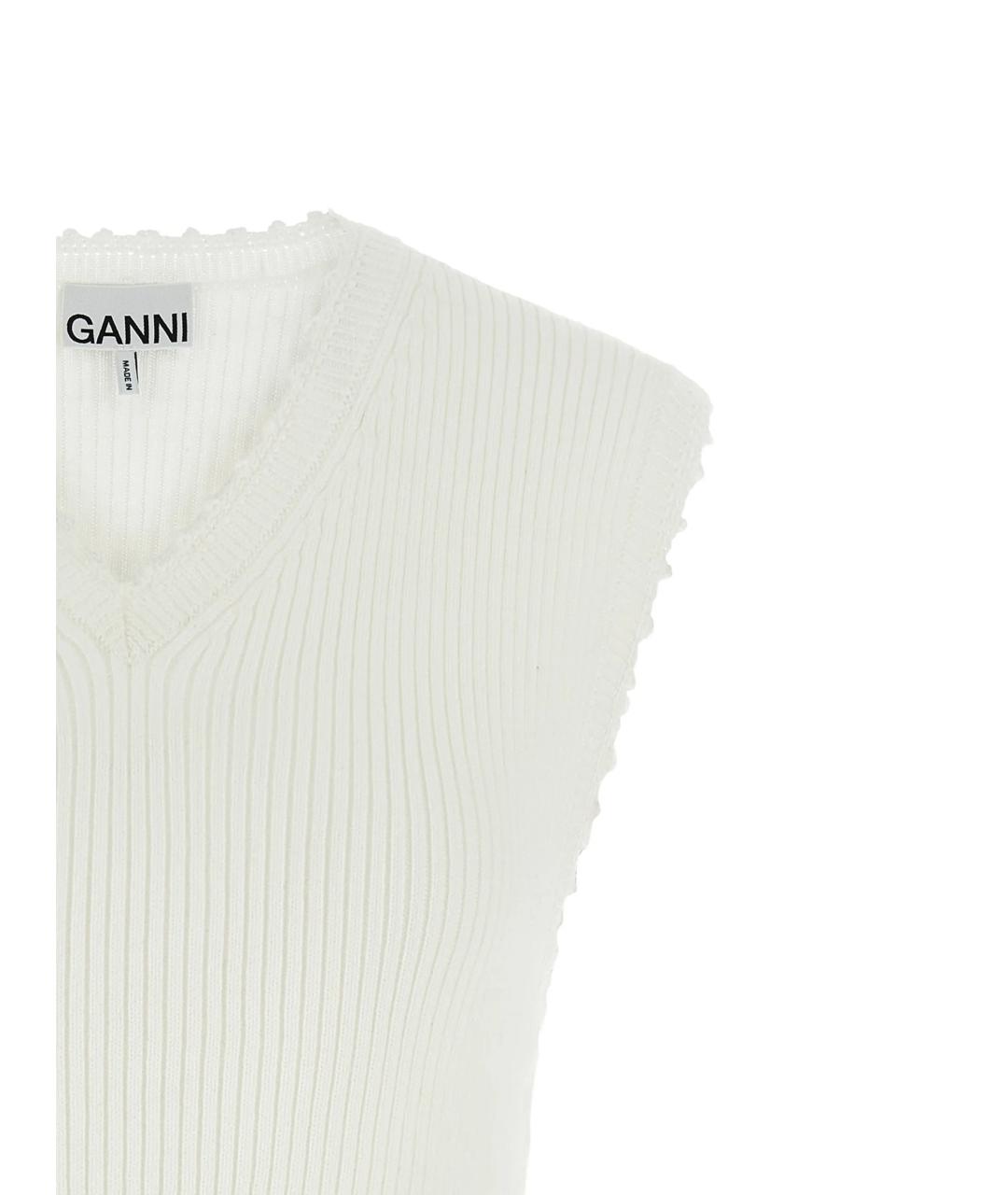 GANNI Белая хлопковая майка, фото 2