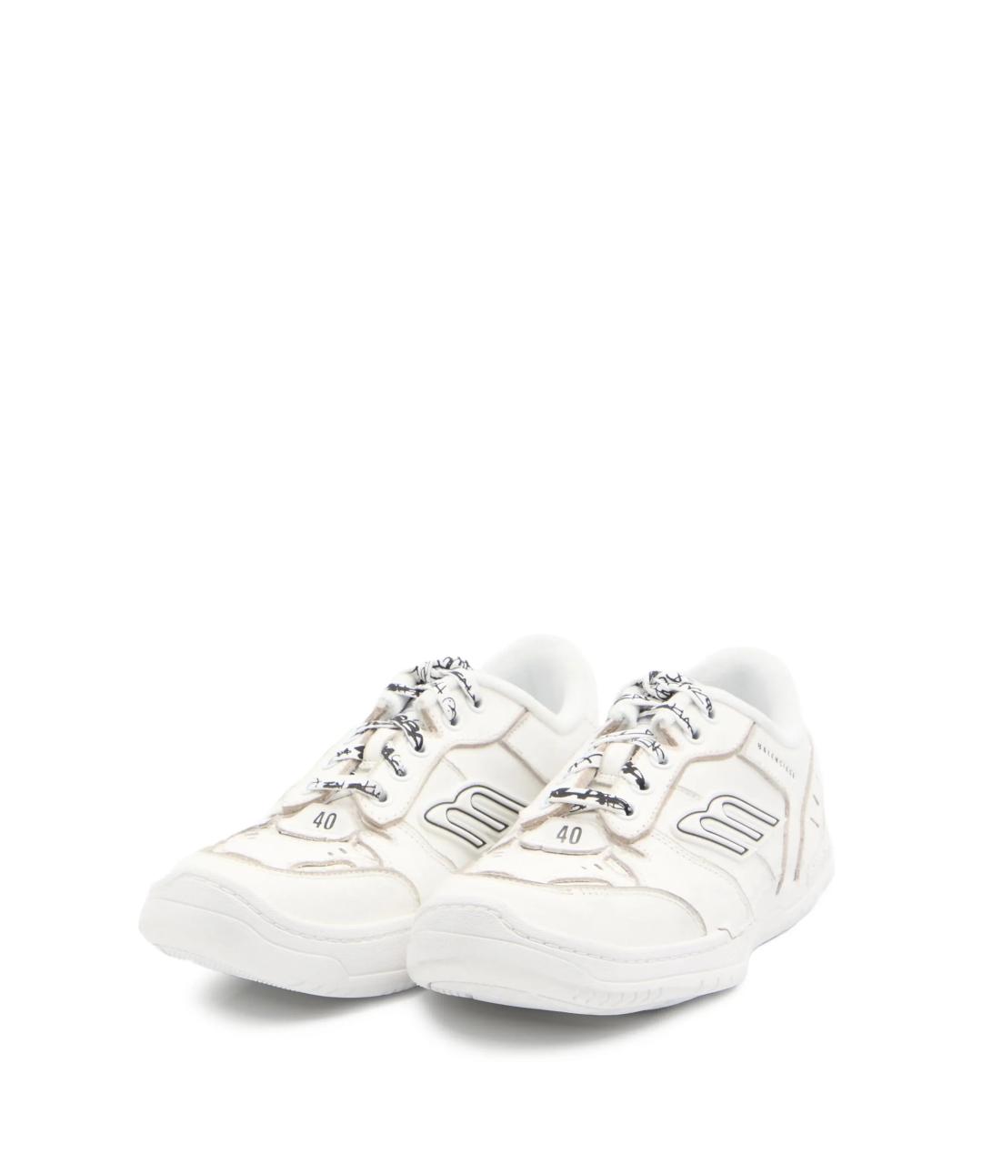 BALENCIAGA Белые кожаные кроссовки, фото 3