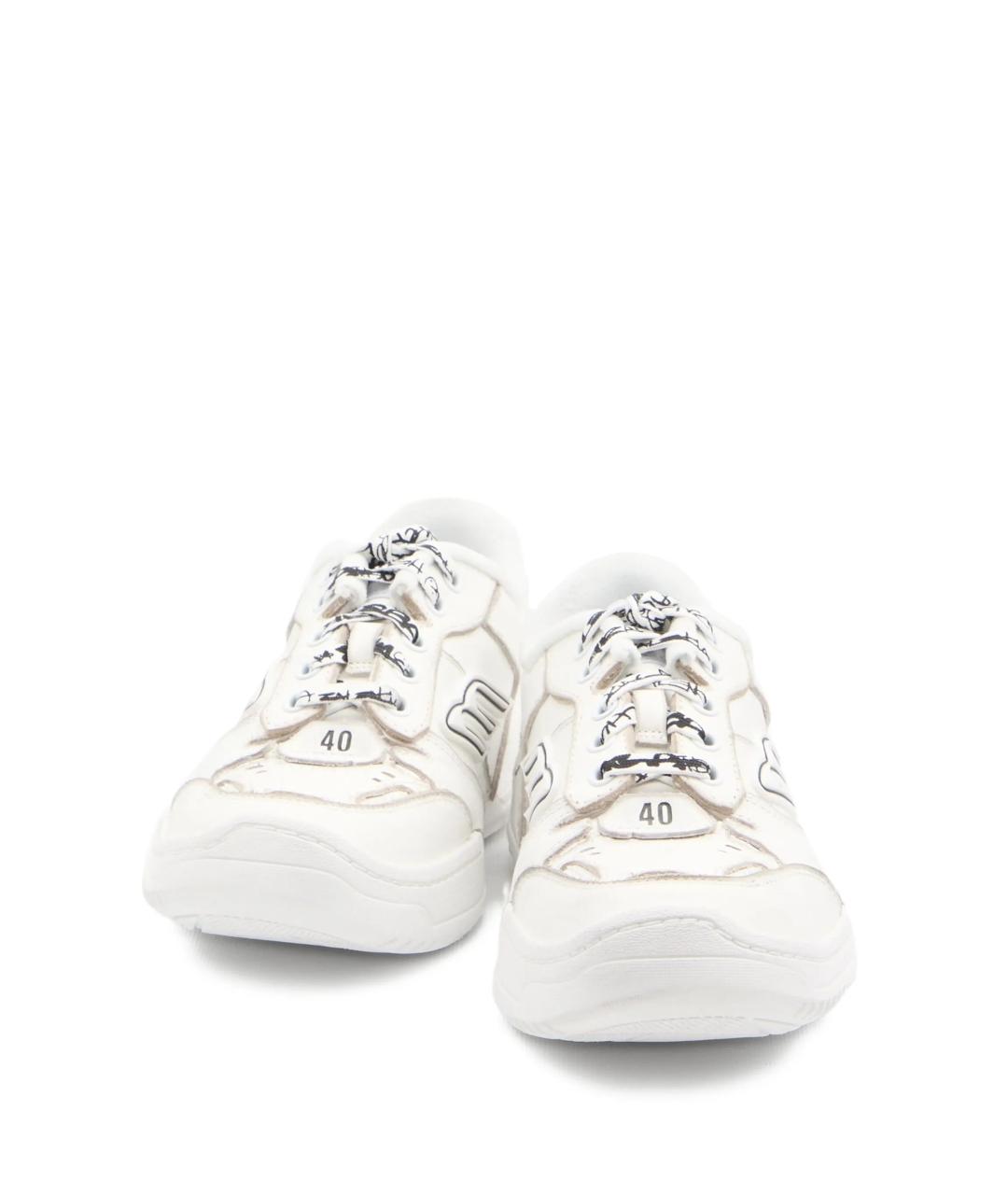 BALENCIAGA Белые кожаные кроссовки, фото 2