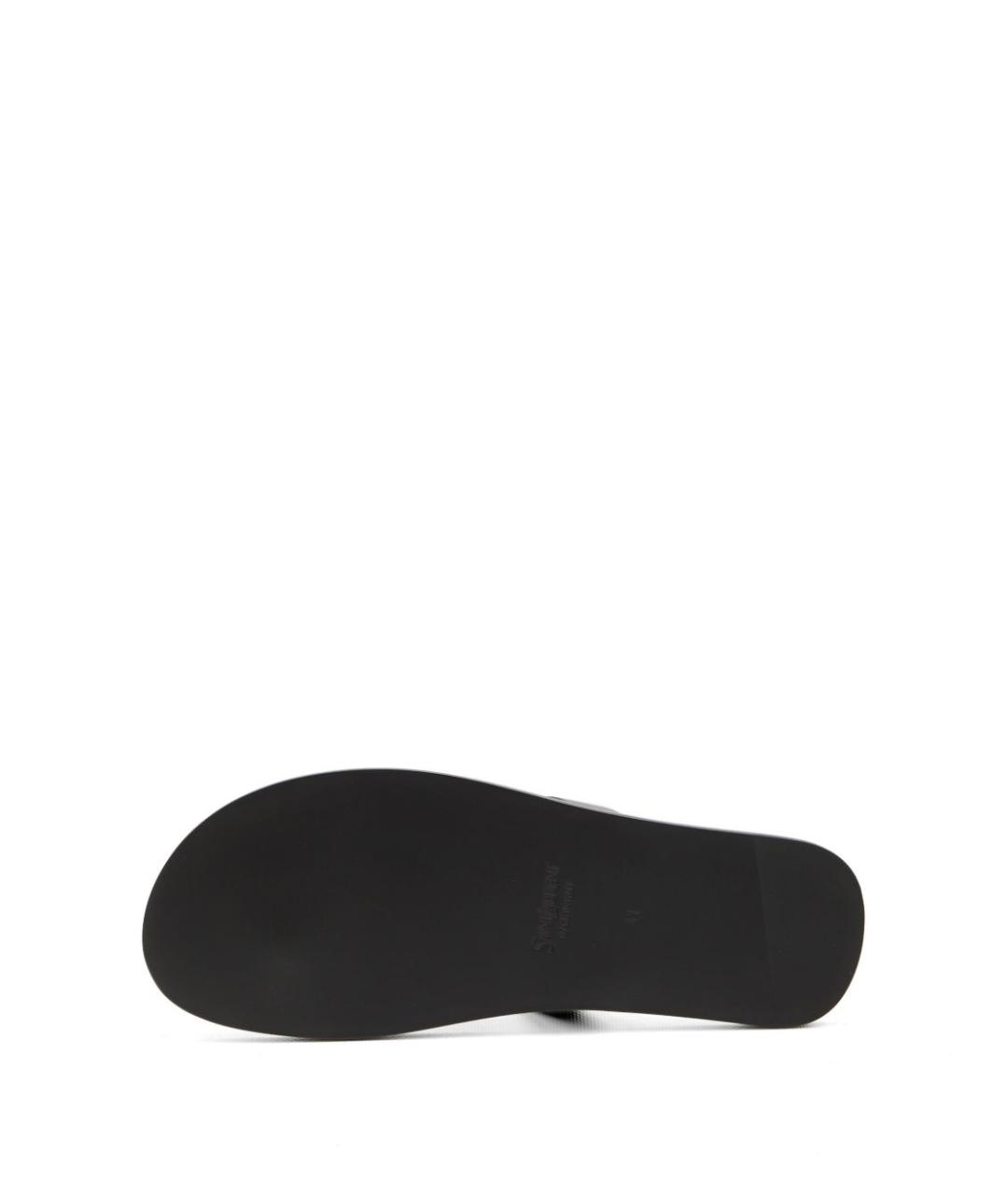 SAINT LAURENT Коричневые кожаные шлепанцы, фото 5