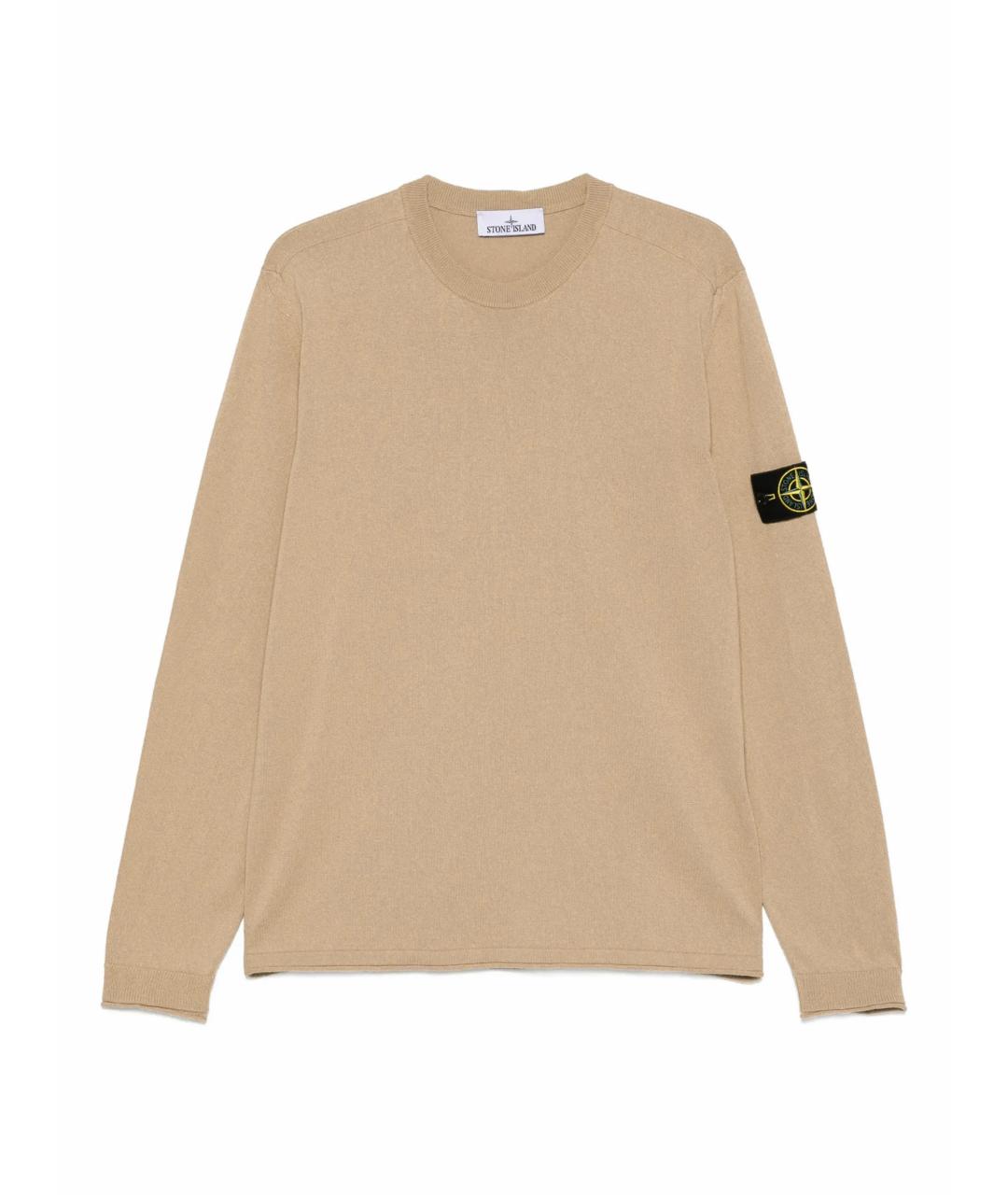 STONE ISLAND Бежевый хлопковый джемпер / свитер, фото 1
