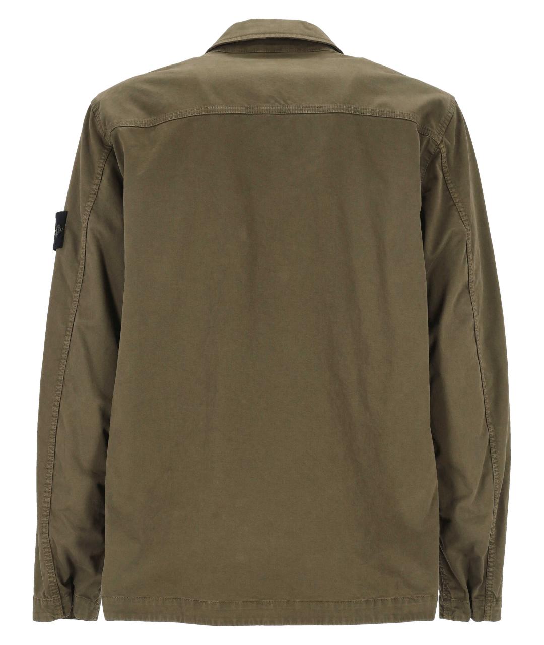 STONE ISLAND Хаки хлопковая кэжуал рубашка, фото 3