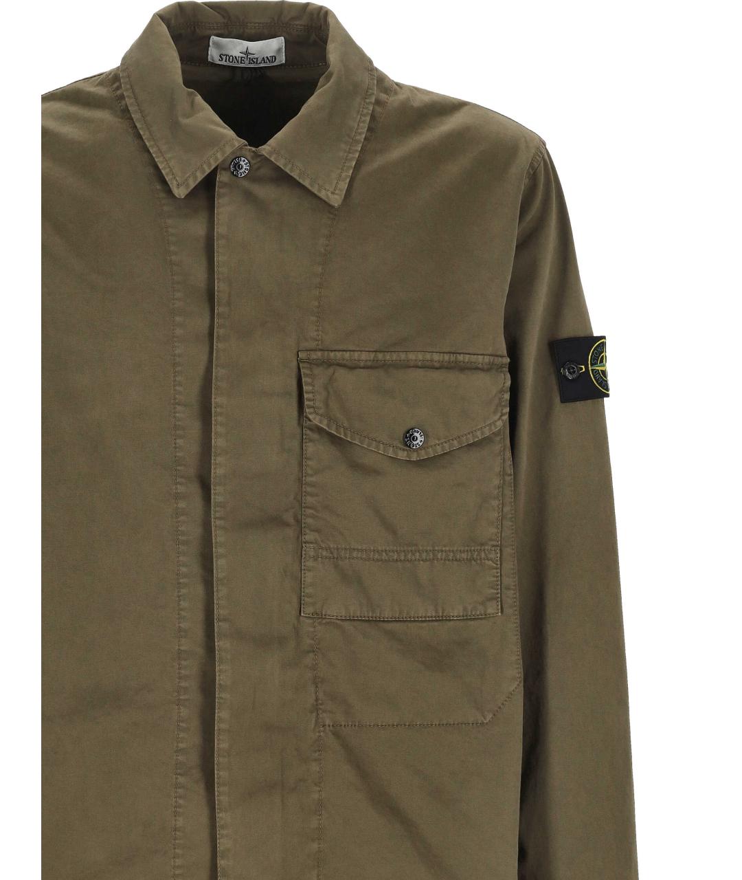 STONE ISLAND Хаки хлопковая кэжуал рубашка, фото 2