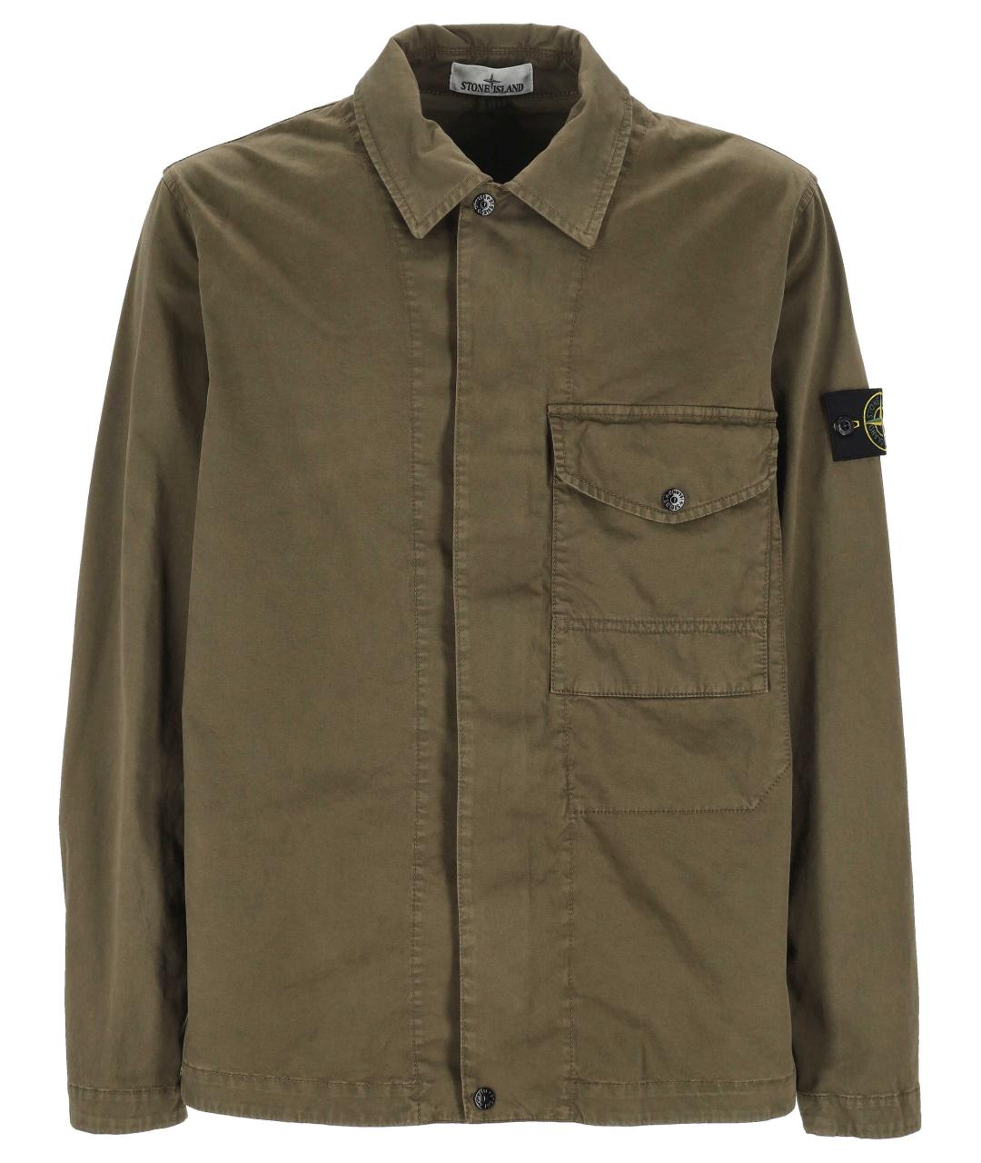 STONE ISLAND Хаки хлопковая кэжуал рубашка, фото 1