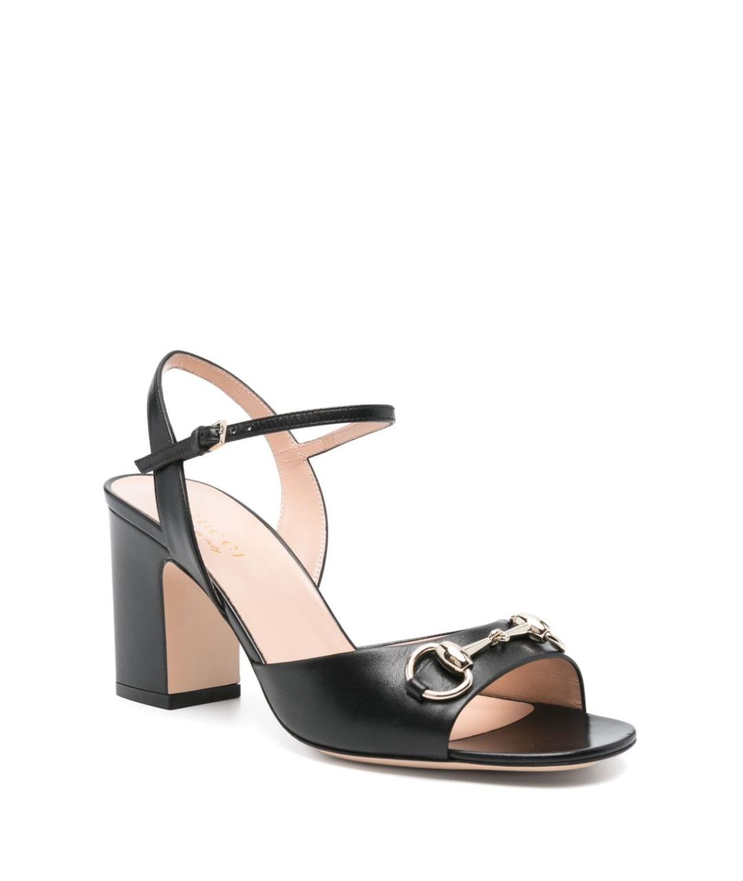 GUCCI Черные кожаные босоножки, фото 2