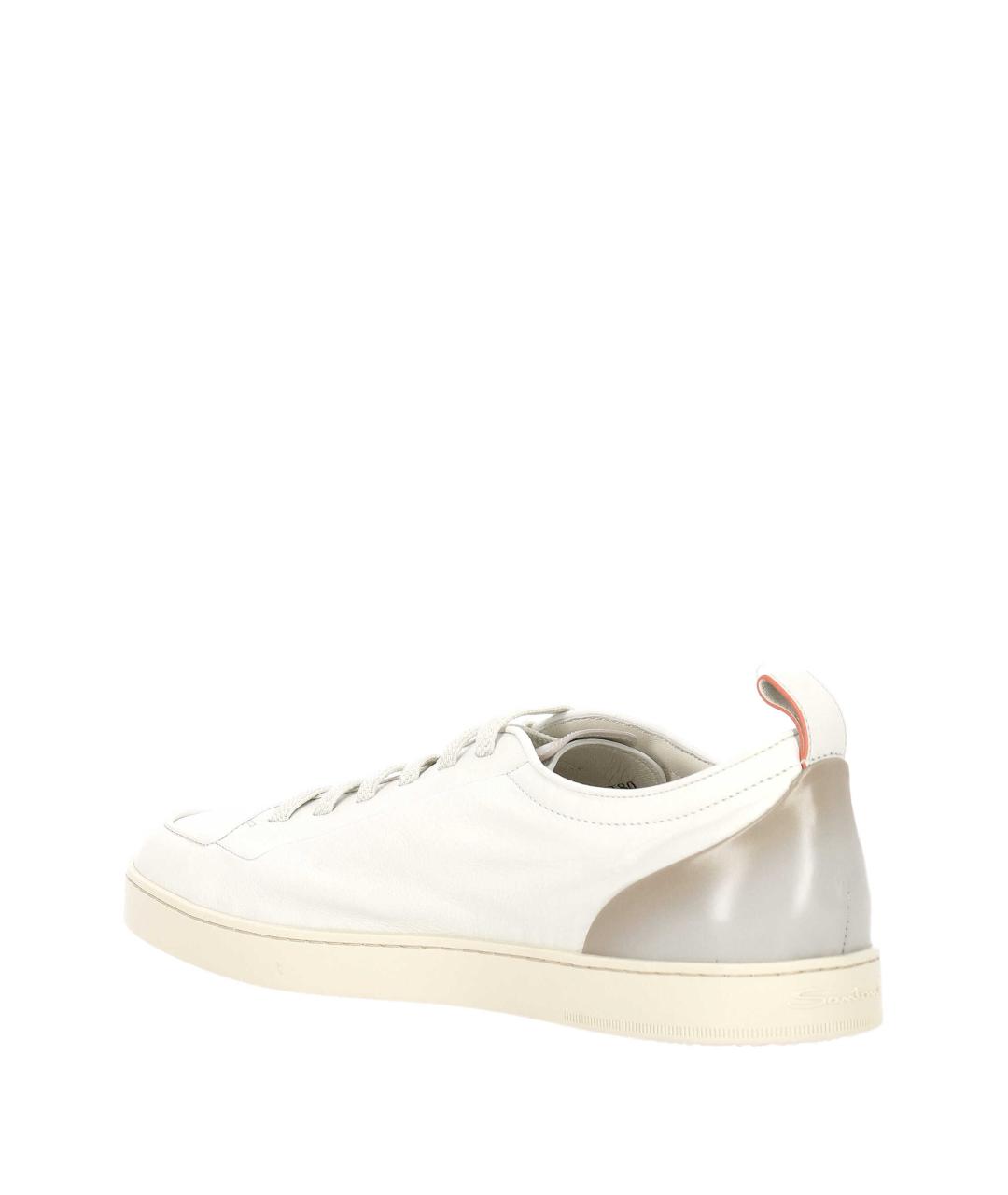 SANTONI Белые кожаные низкие кроссовки / кеды, фото 3