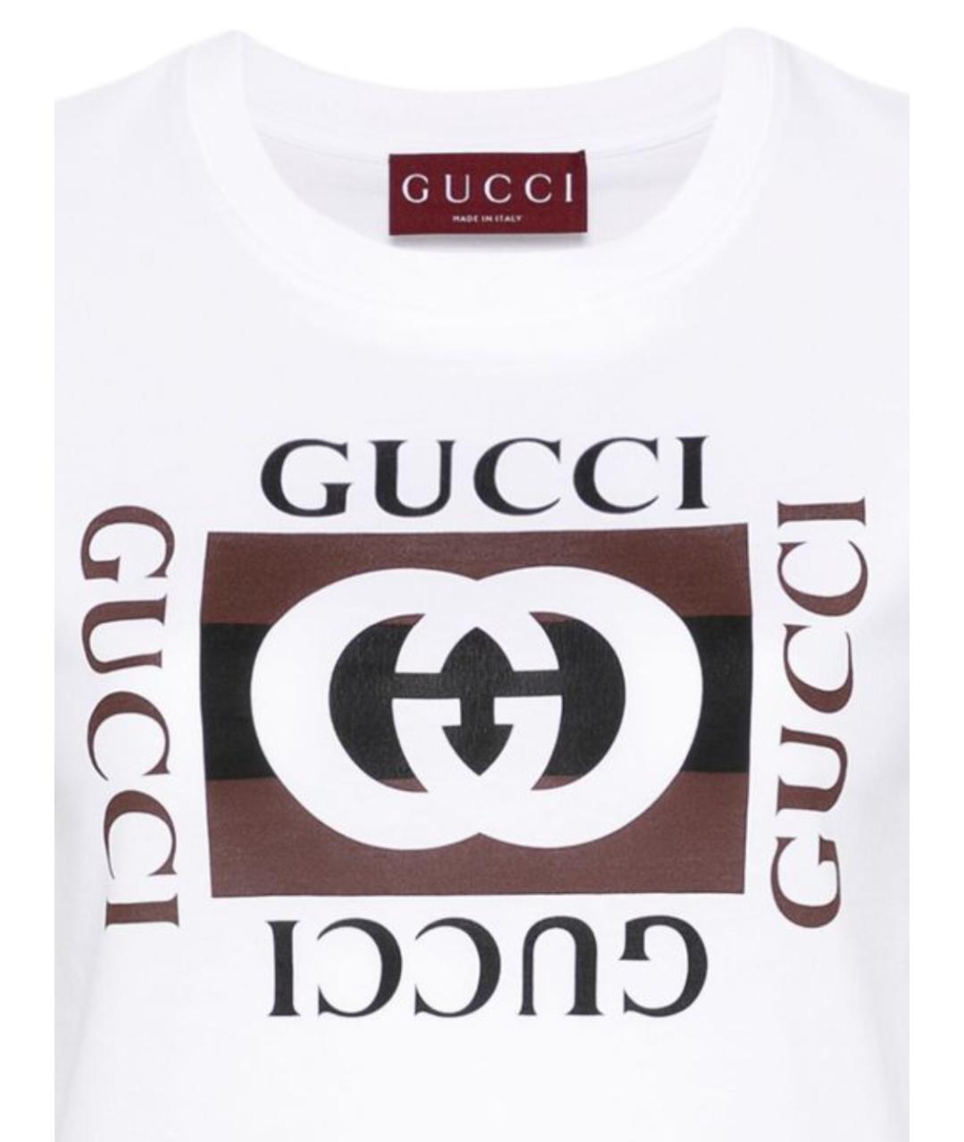 GUCCI Белая хлопковая футболка, фото 2