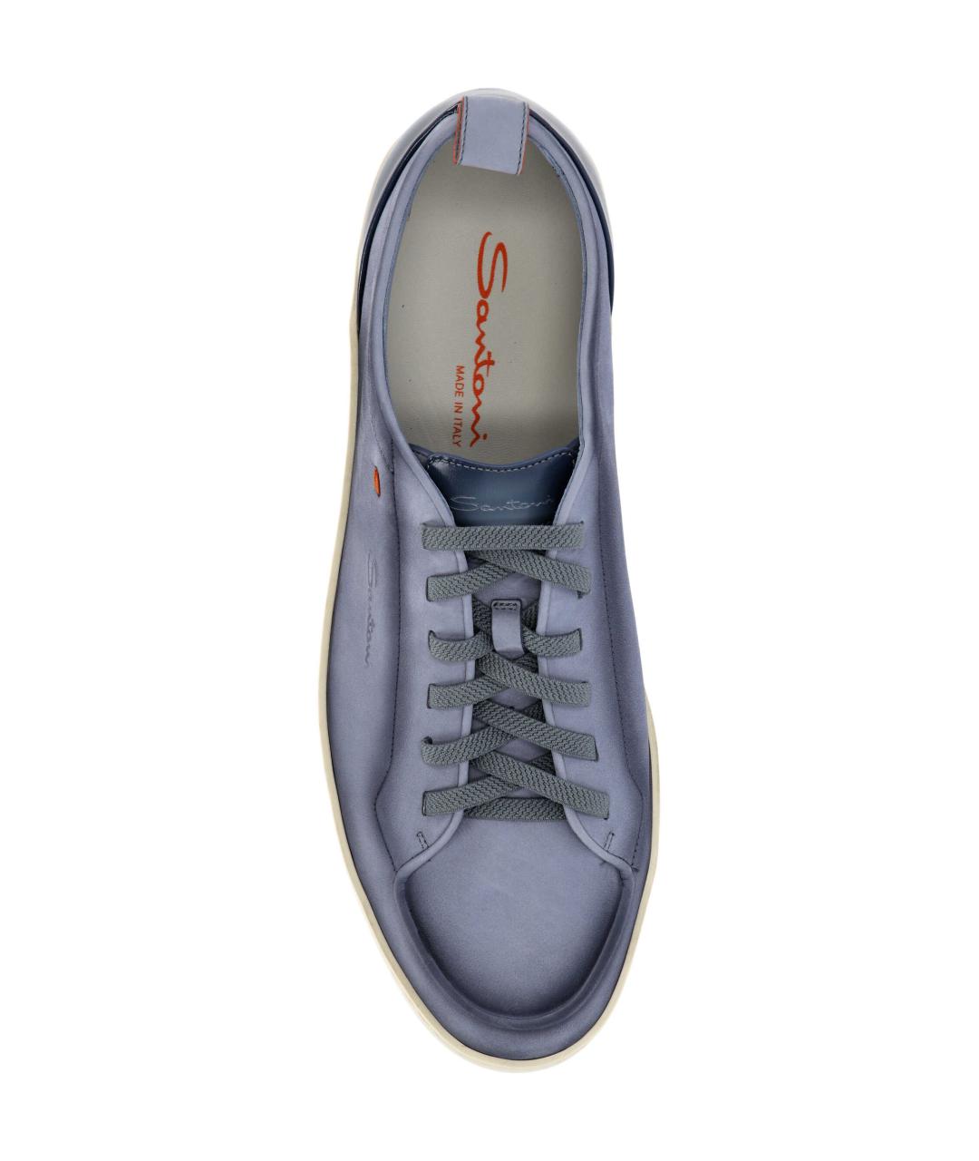 SANTONI Синие кожаные низкие кроссовки / кеды, фото 4