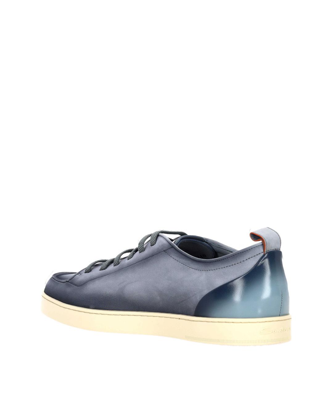 SANTONI Синие кожаные низкие кроссовки / кеды, фото 3