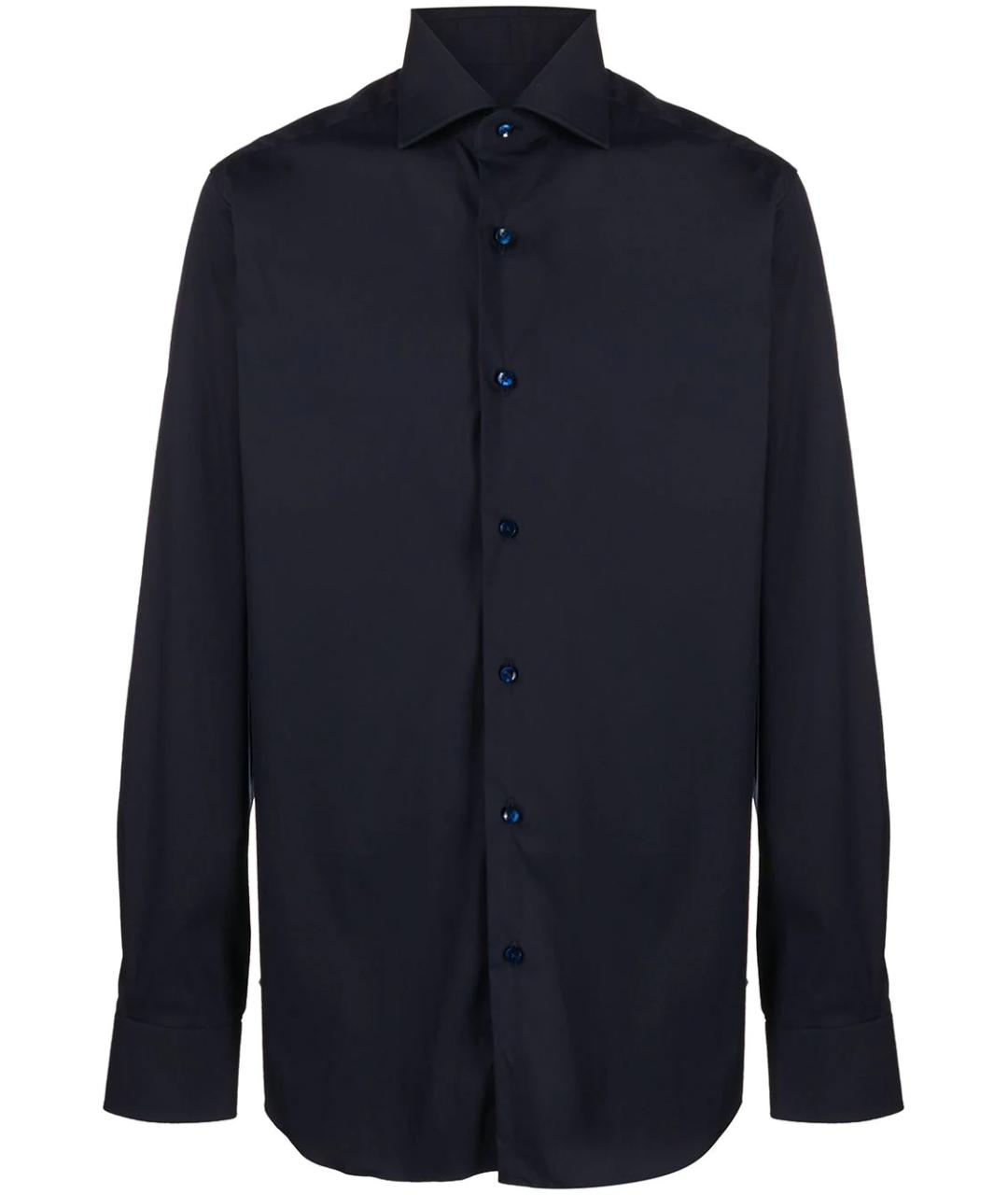 BARBA Темно-синяя хлопковая кэжуал рубашка, фото 1