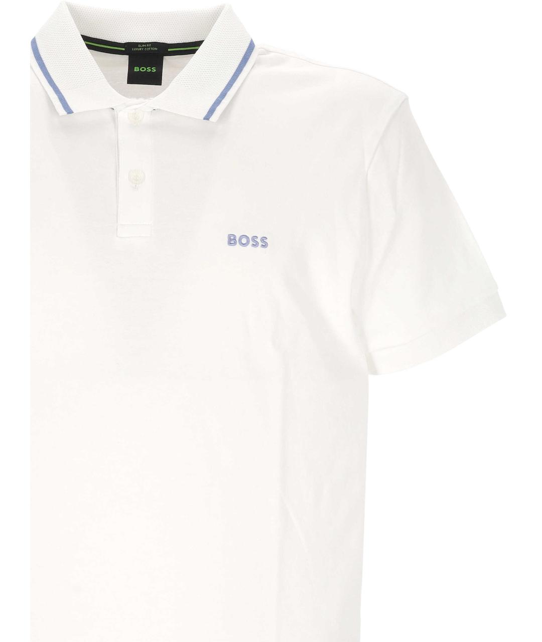 HUGO BOSS Белое хлопковое поло с коротким рукавом, фото 2