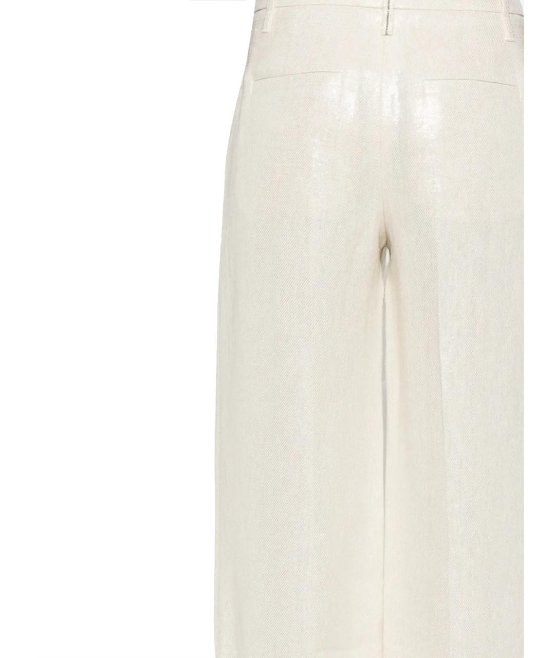BRUNELLO CUCINELLI Бежевые льняные прямые брюки, фото 3